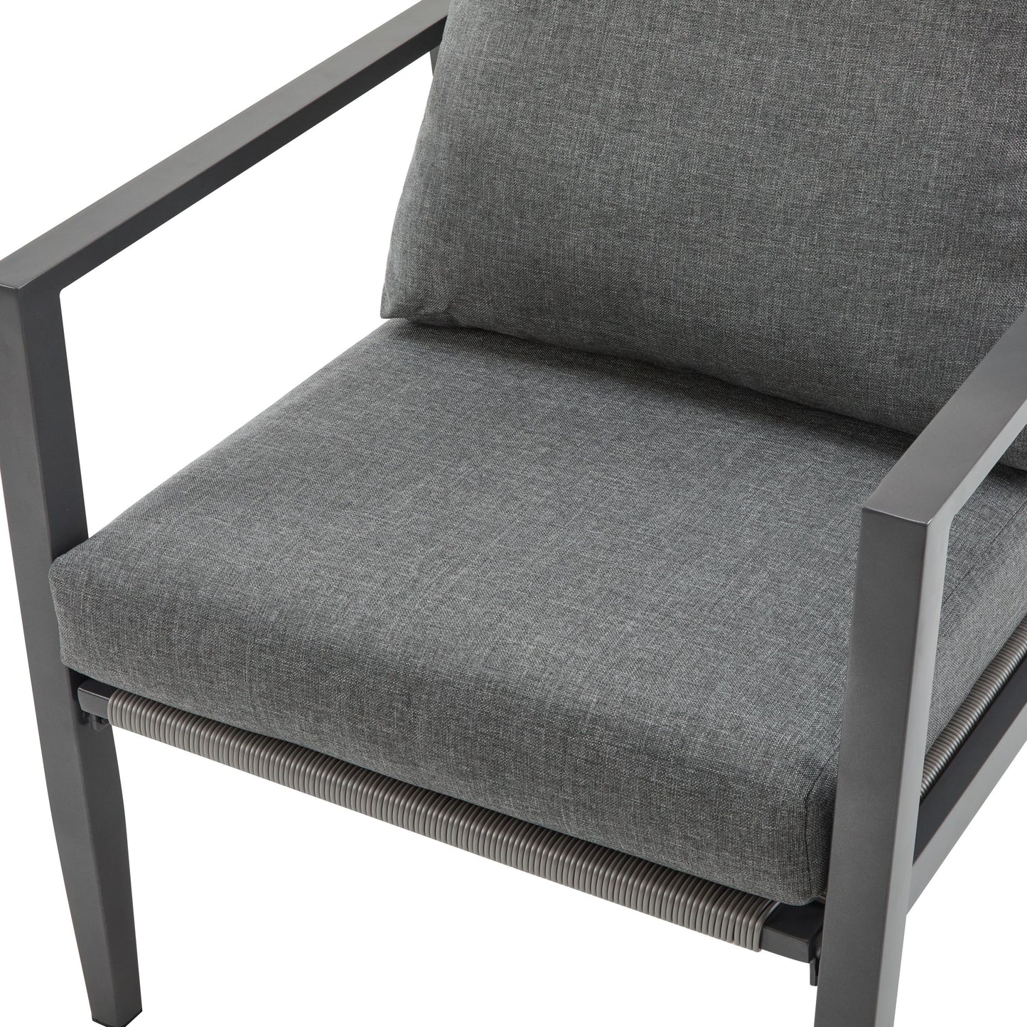 Modern Aluminum Lounge Chair With Rope Accents And Cushions For Indoor And Outdoor Spaces - Gray