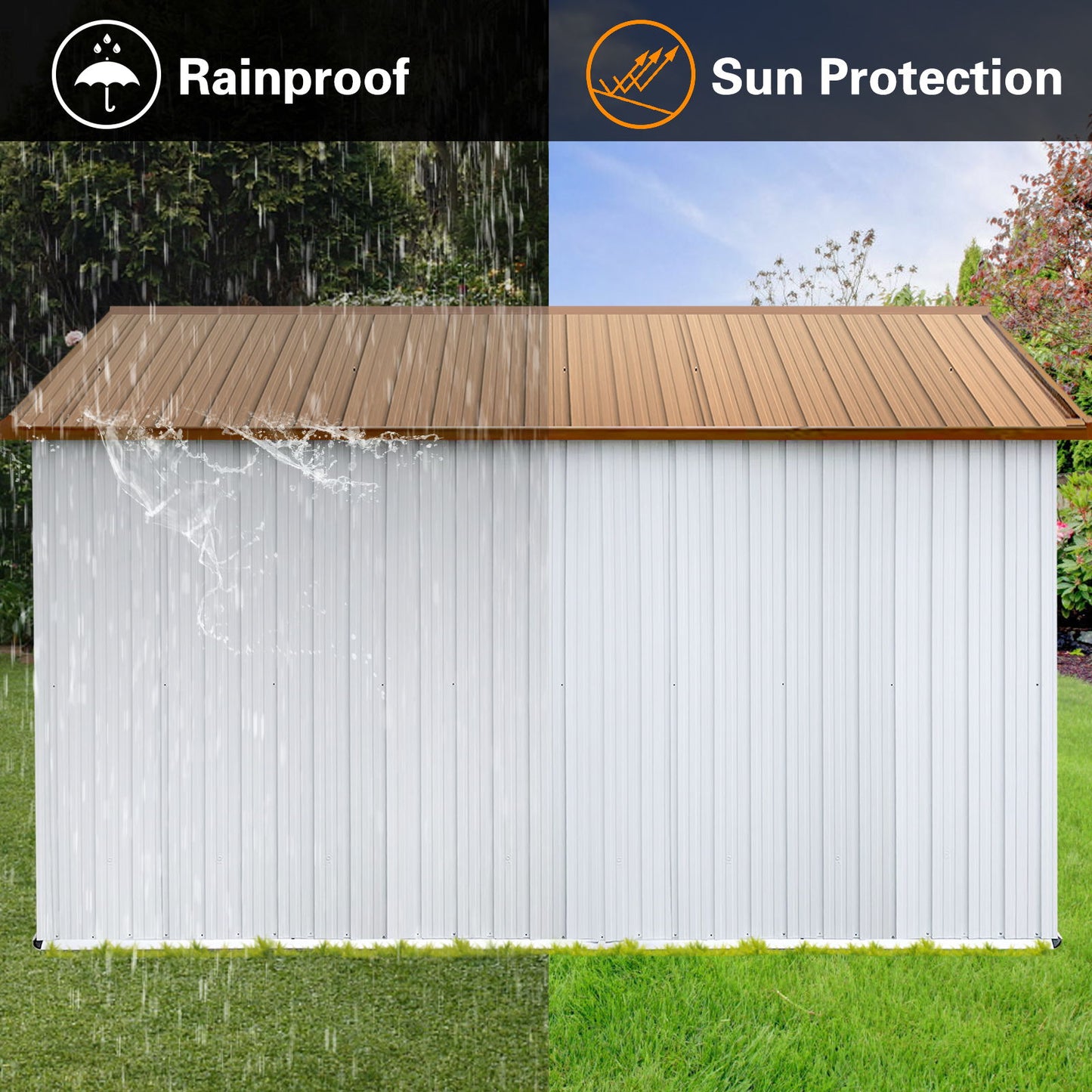 10'x12' Garden Sheds Outdoor Storage Sheds - White / Yellow