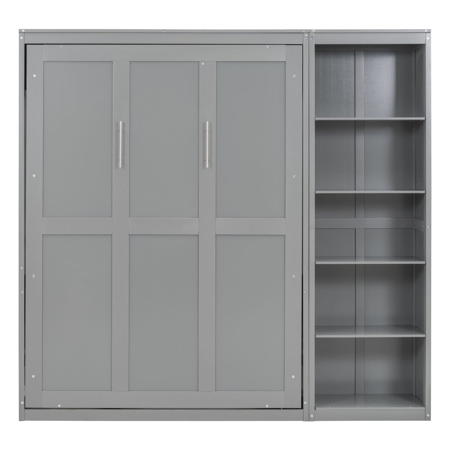 Full Size Murphy Wall Bed With Shelves - Gray