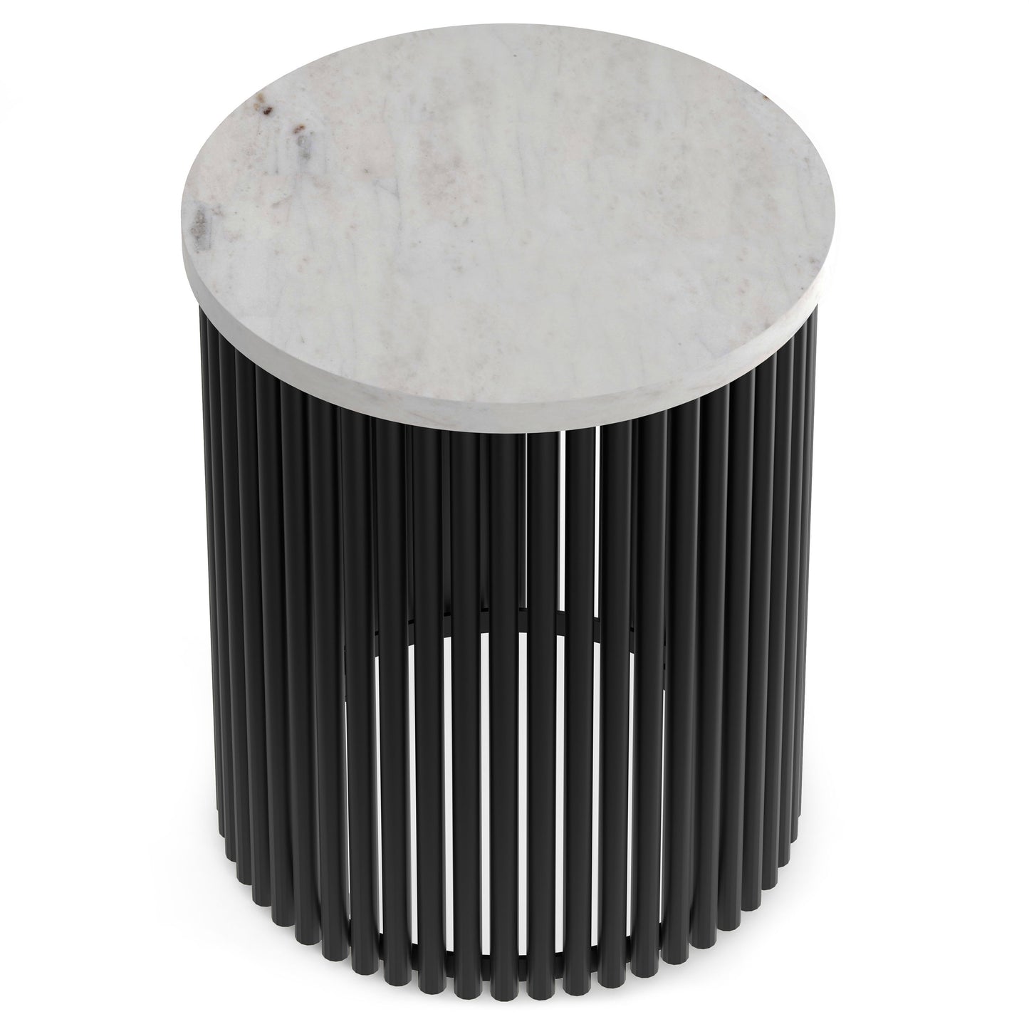 Demy - Metal Accent Table - White Marble / Black