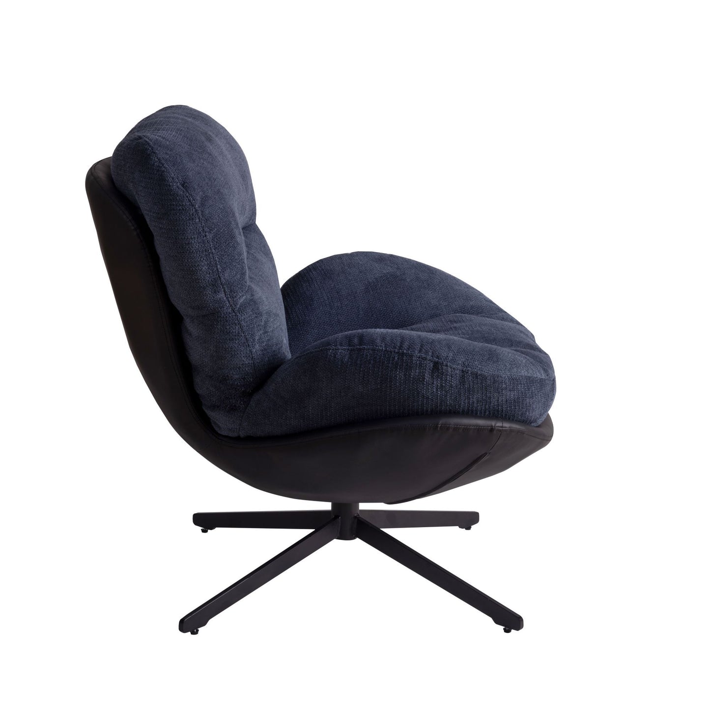 360ÔøΩÔøΩ Swivel Office Chair, Modern Chenille Chair With And Metal Base Frame, No Wheels, Accent Chair - Dark Blue