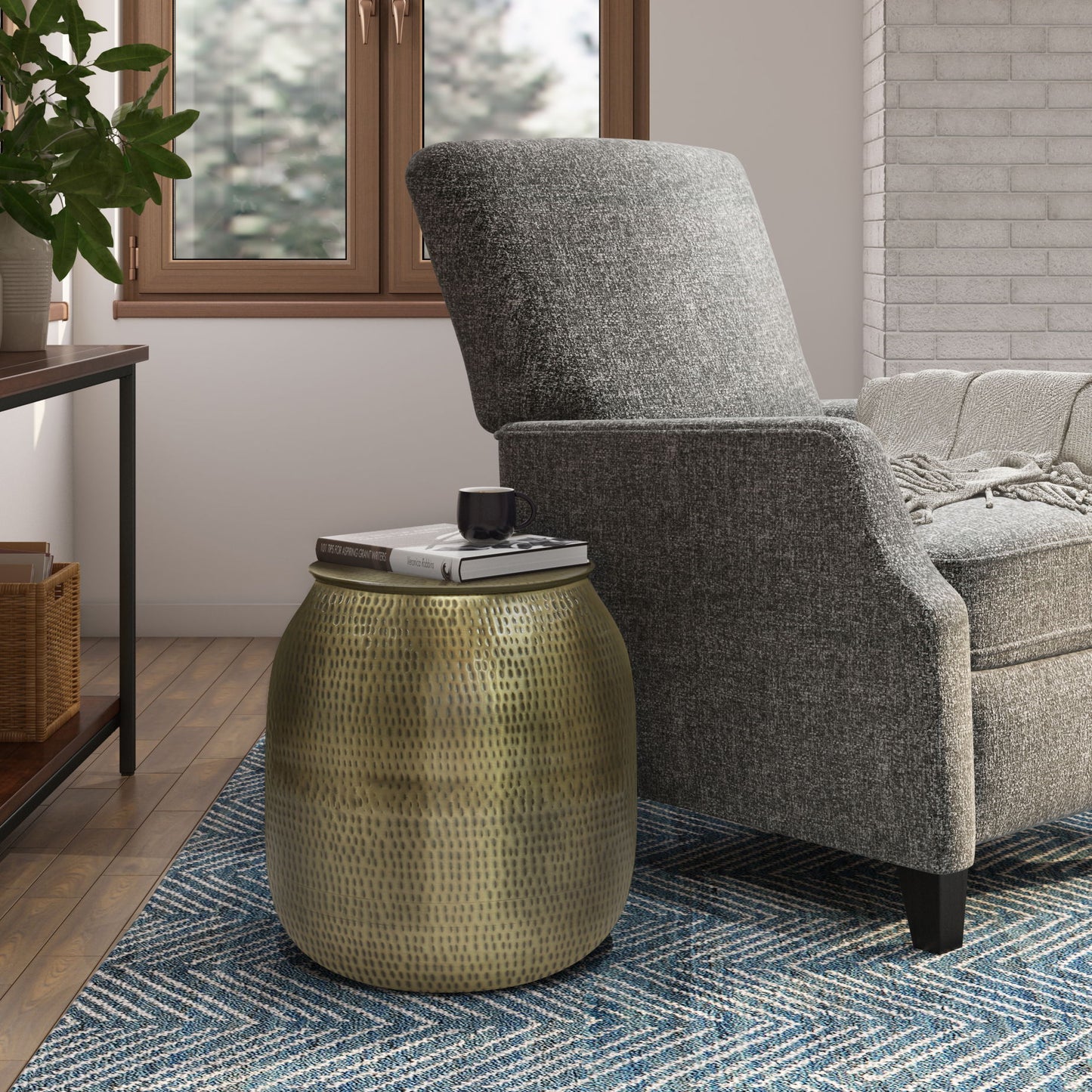 Griffen - Metal Storage Accent Table - Antique Gold