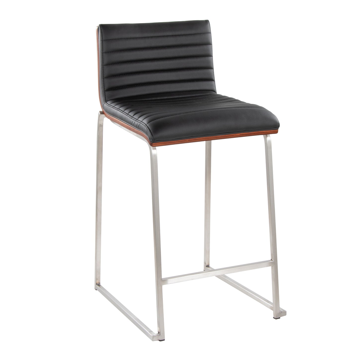 Mason Mara - Contemporary Fixed Height Counter Stool (Set of 2) - Walnut / Black