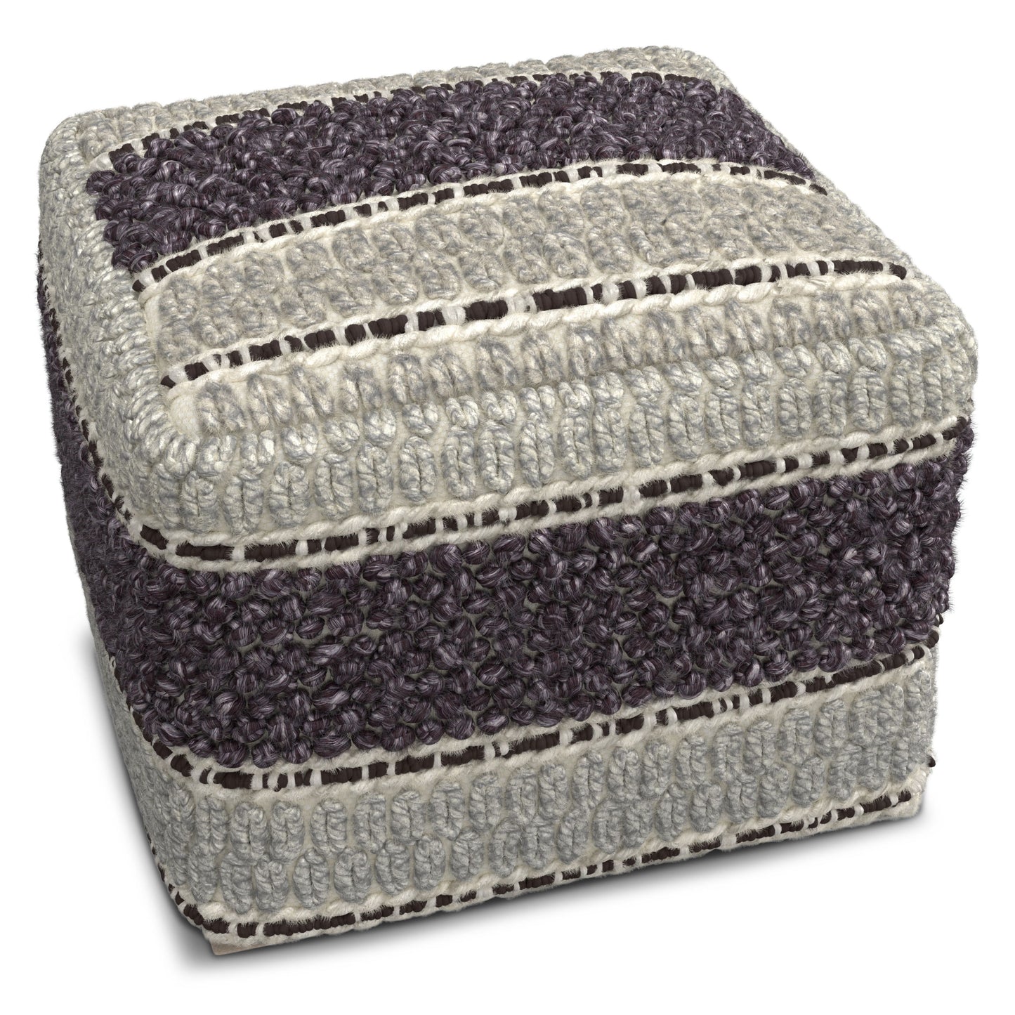 Grady - Square Pouf - Magenta / Natural