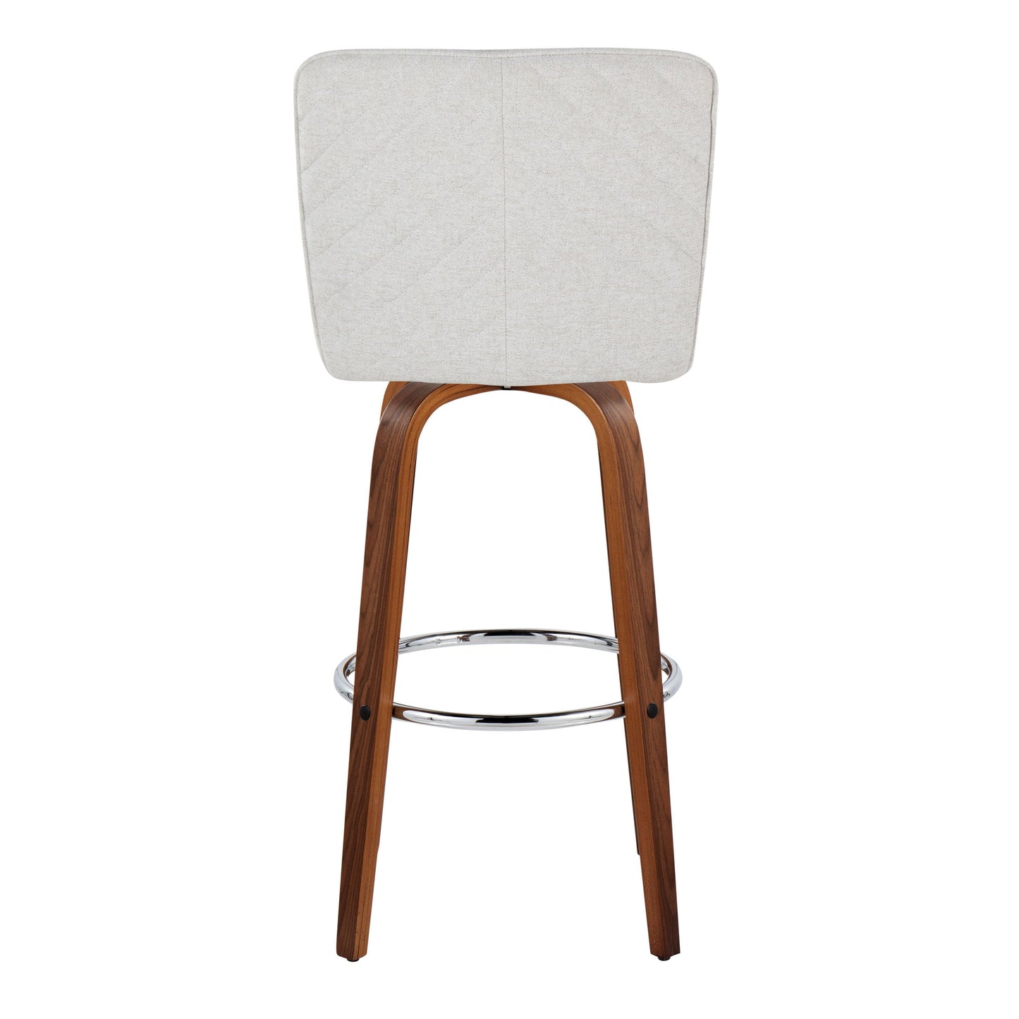 Henry - Contemporary Fixed Height Barstool With Swivel With Round Footrest (Set of 2) - Walnut / White
