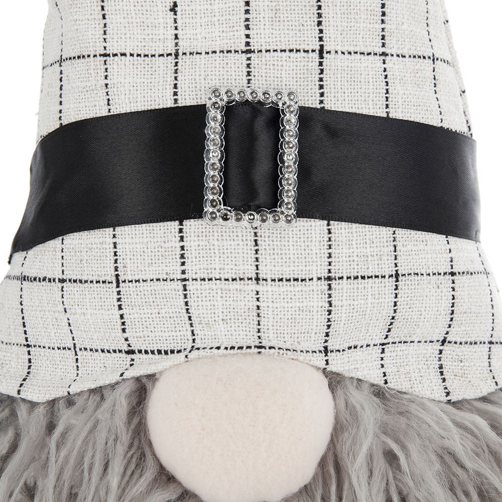 Sitting Gnome With Hat Spider, For Halloween Decor - Black White