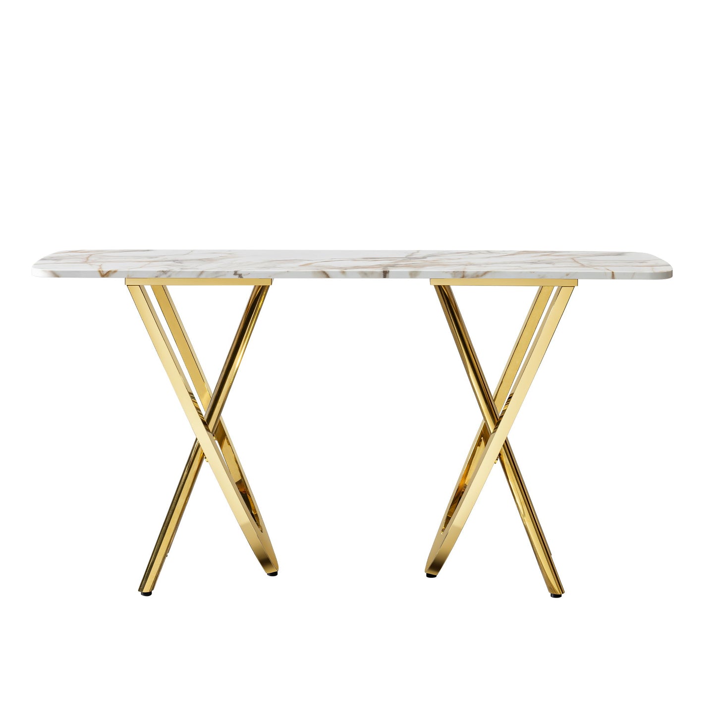 Modern Marble Pattern Console Table With Mirror Stainless Steel For Living Room - Gold