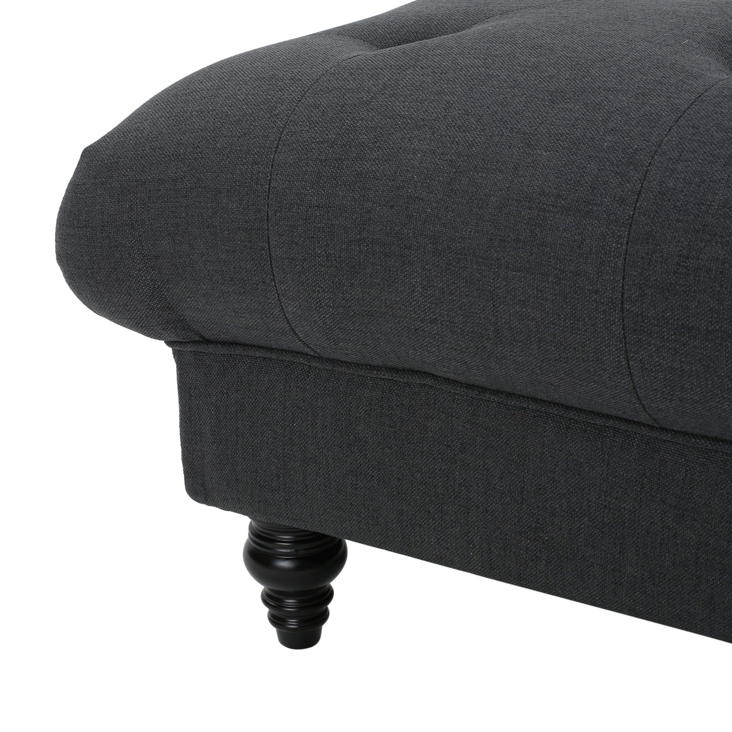 Madrid - Tufted Ottoman With Button Tufting And Turned Feet - Dark Gray