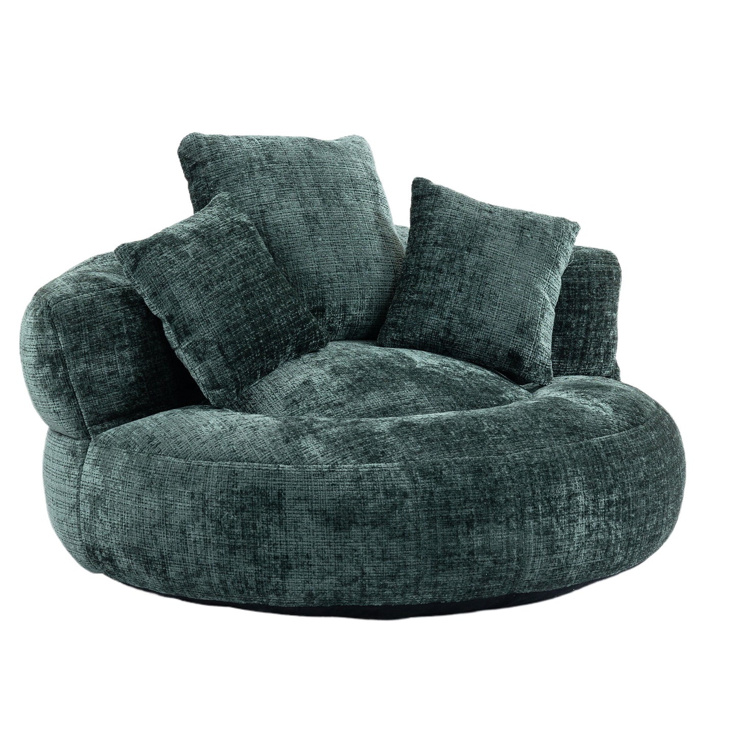 Chenille High Back Bean Bag Chair Couch With 3 Pillows, Indoor & Outdoor, Single Gaming Sofa For Bedroom - Emerald