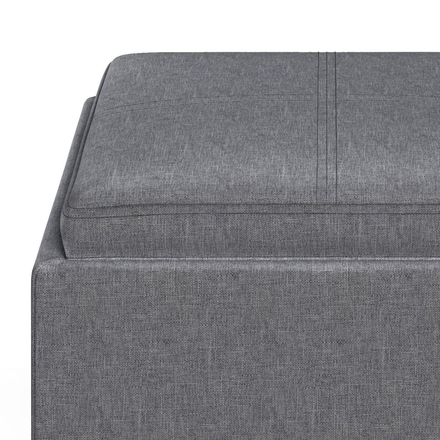 Rockwood - Cube Storage Ottoman With Tray - Slate Gray
