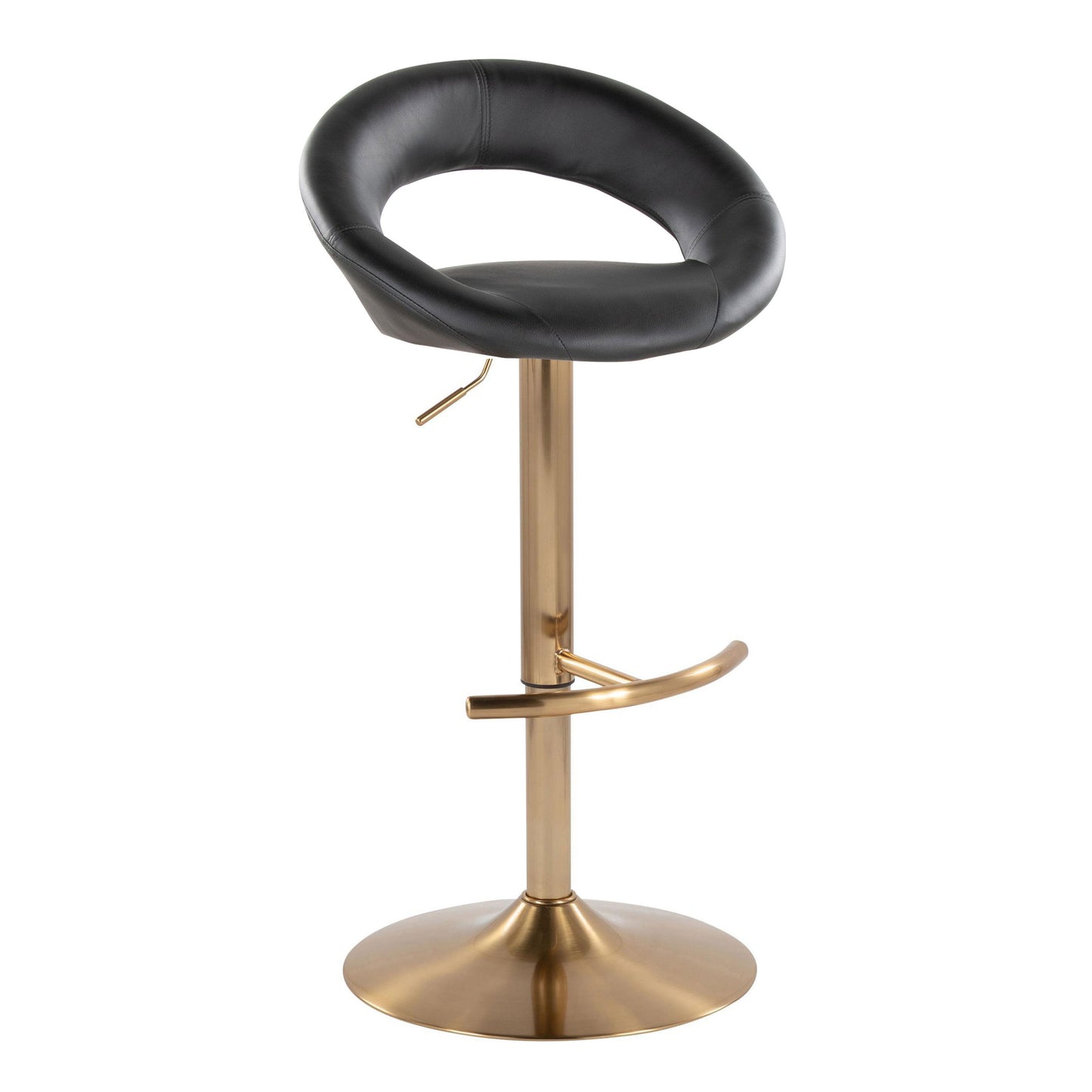 Posh - Contemporary / Glam Adjustable Barstool With Swivel With Rounded T Footrest (Set of 2) - Gold / Black