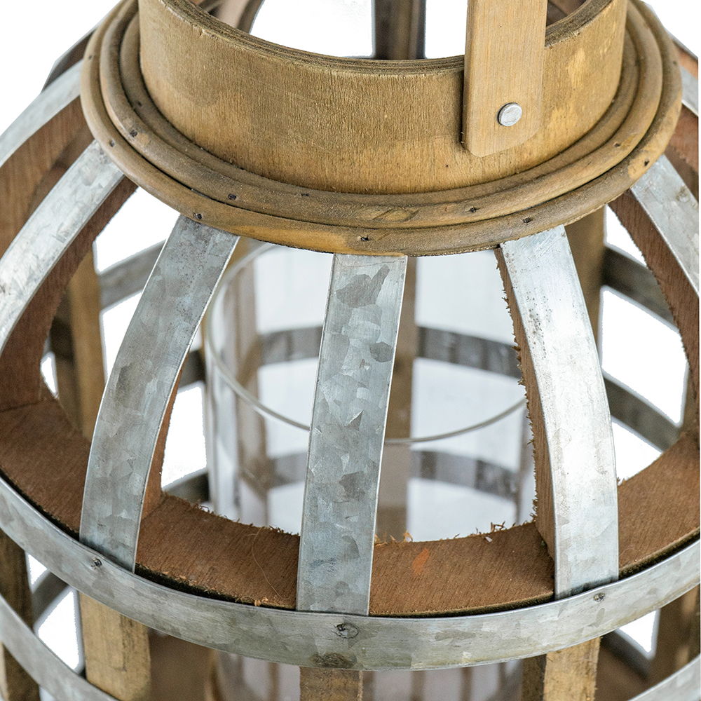 Decorative Lantern With Handle, Wooden Lantern For Indoor Outdoor, Home Garden Wedding - Silver