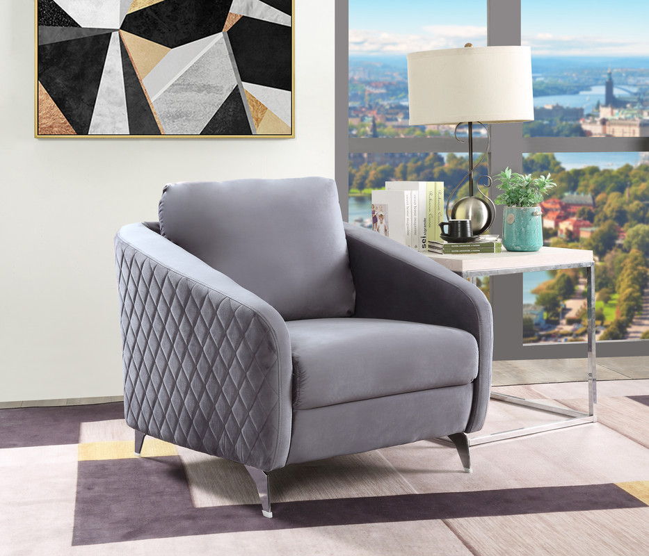 Sofia - Velvet Modern Chic Accent Armchair - Gray