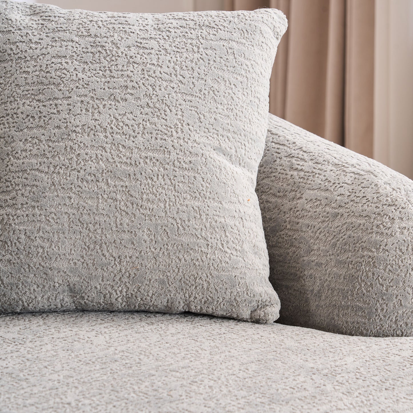 Compression Sofa: Combining Chaise Longue With 3 Seater, Wood Grain Chenille Fabric, Full Sponge Compression Sofa, Combined Sofa With 4 Pillows For Living / Home Furniture / Apartment - Gray