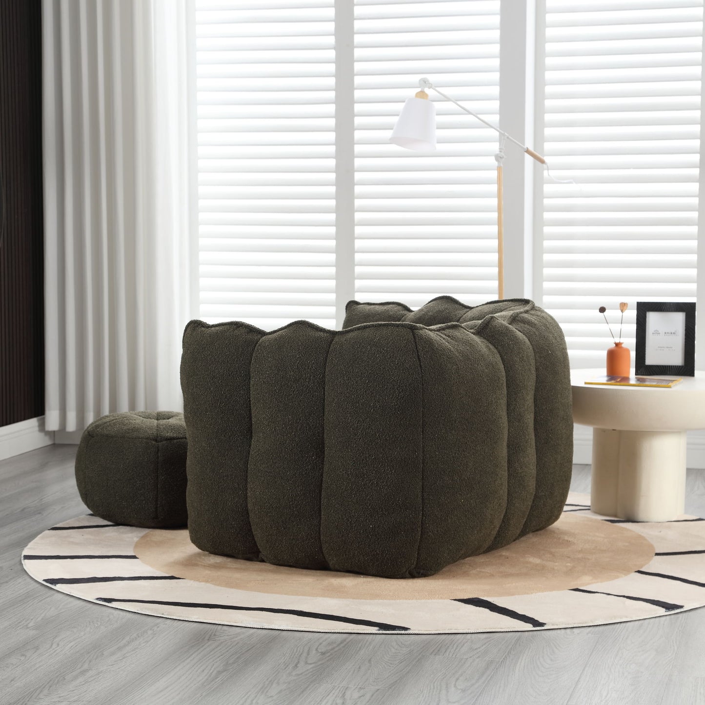 Soft Bean Bag Chair With High Resilient Foam (Chips) - Olive Green