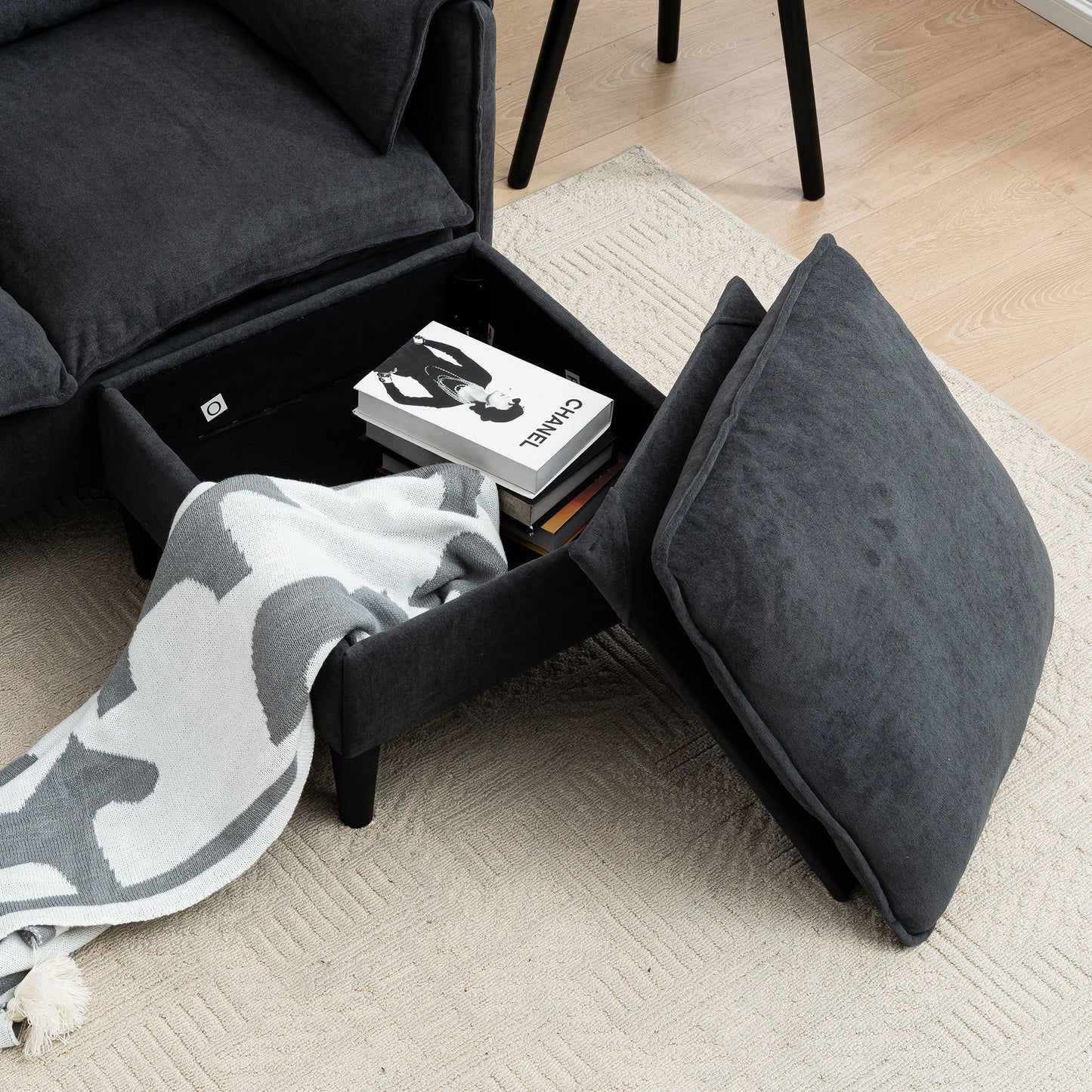 Convertible Combination Sofa, Sofa L Shaped, Sofa With Footstools With Storage Sofa For Living Room, Living Room 3 Seater Combination Sofa - Gray