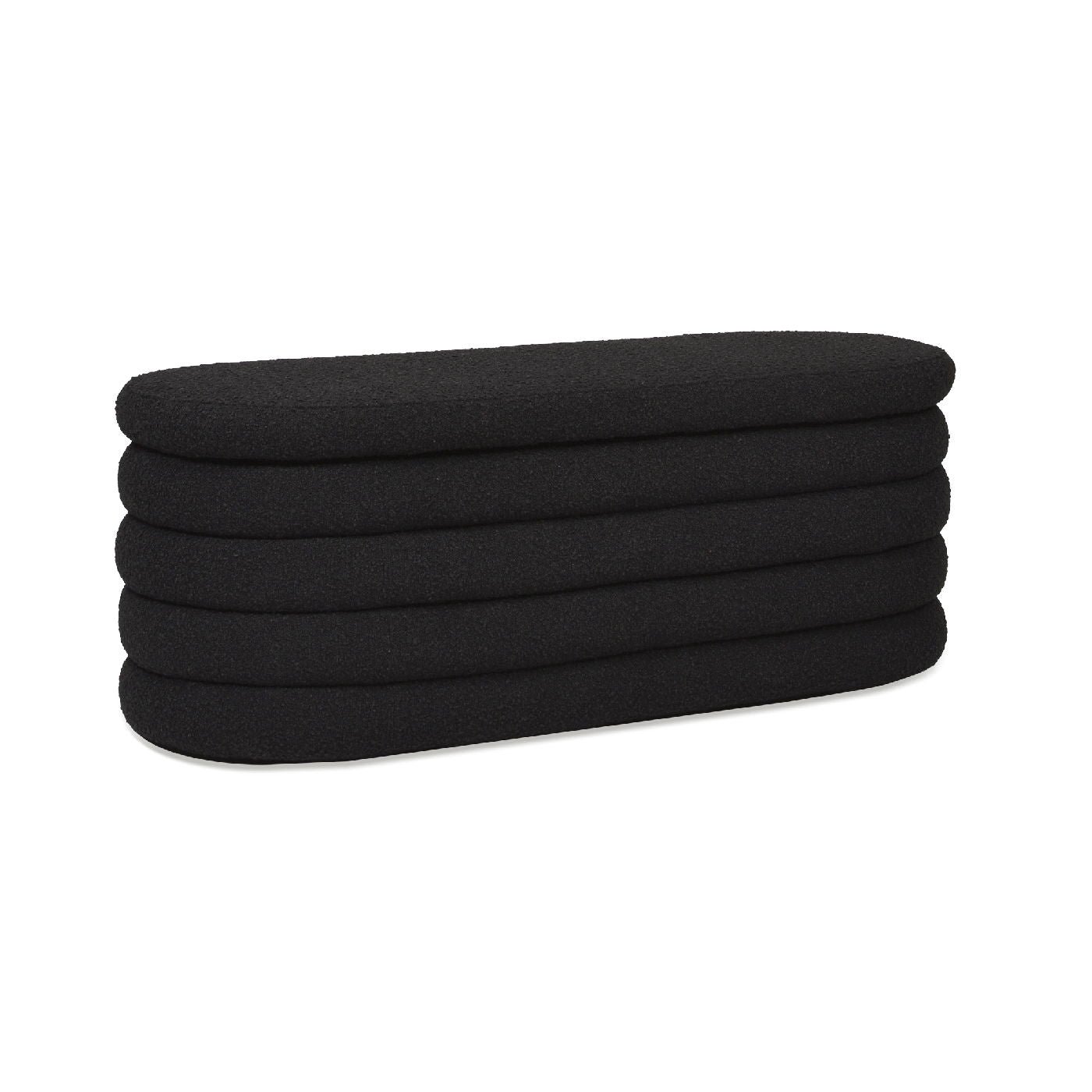 Fuji - Upholstered Oval Storage Bench - Ebony Black