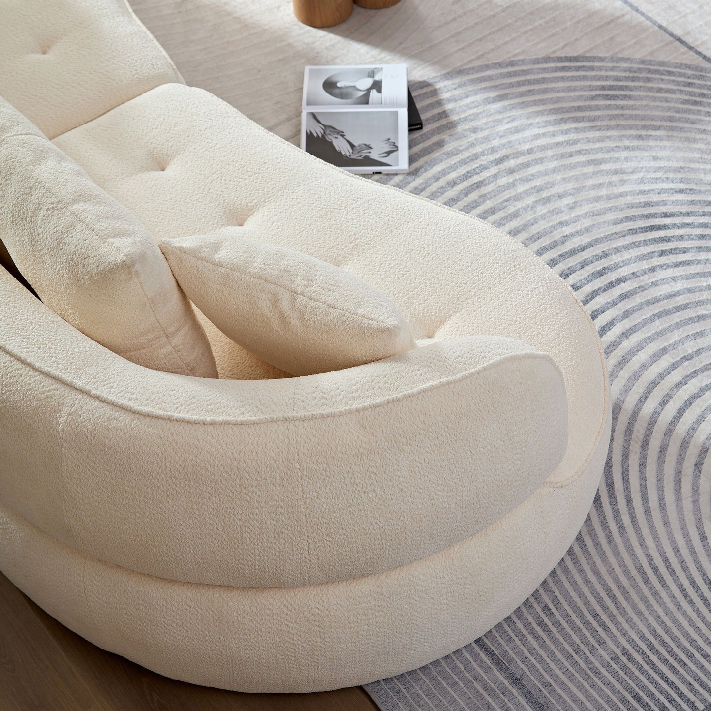 4 Seat Modular Sofa With Removable Pillows, Durable Fabric And Solid Wood Frame - White
