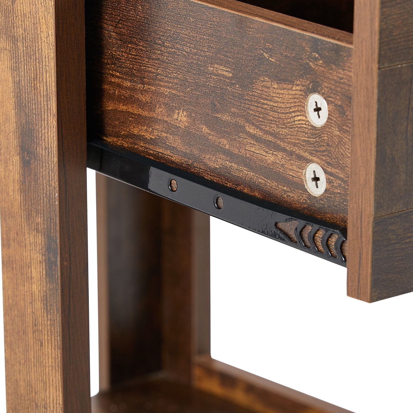 15.75" Rattan End Table With Drawer, Modern Nightstand, Side Table For Living Room, Bedroom - Rustic Brown