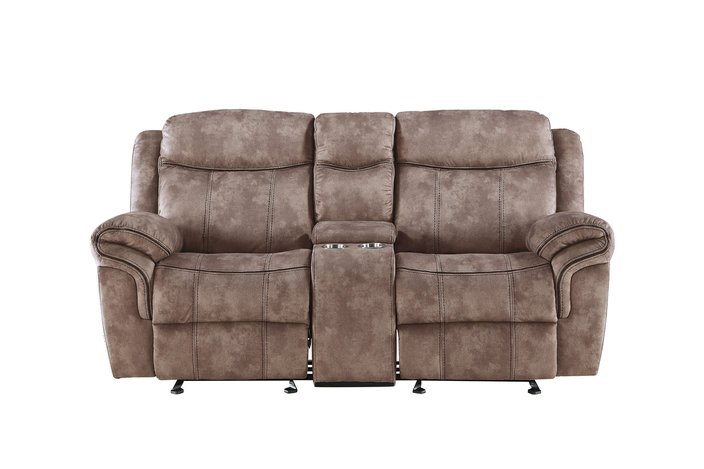 Zubaida - Two Tone Velvet 3 Piece Recliner Living Room Set - Chocolate