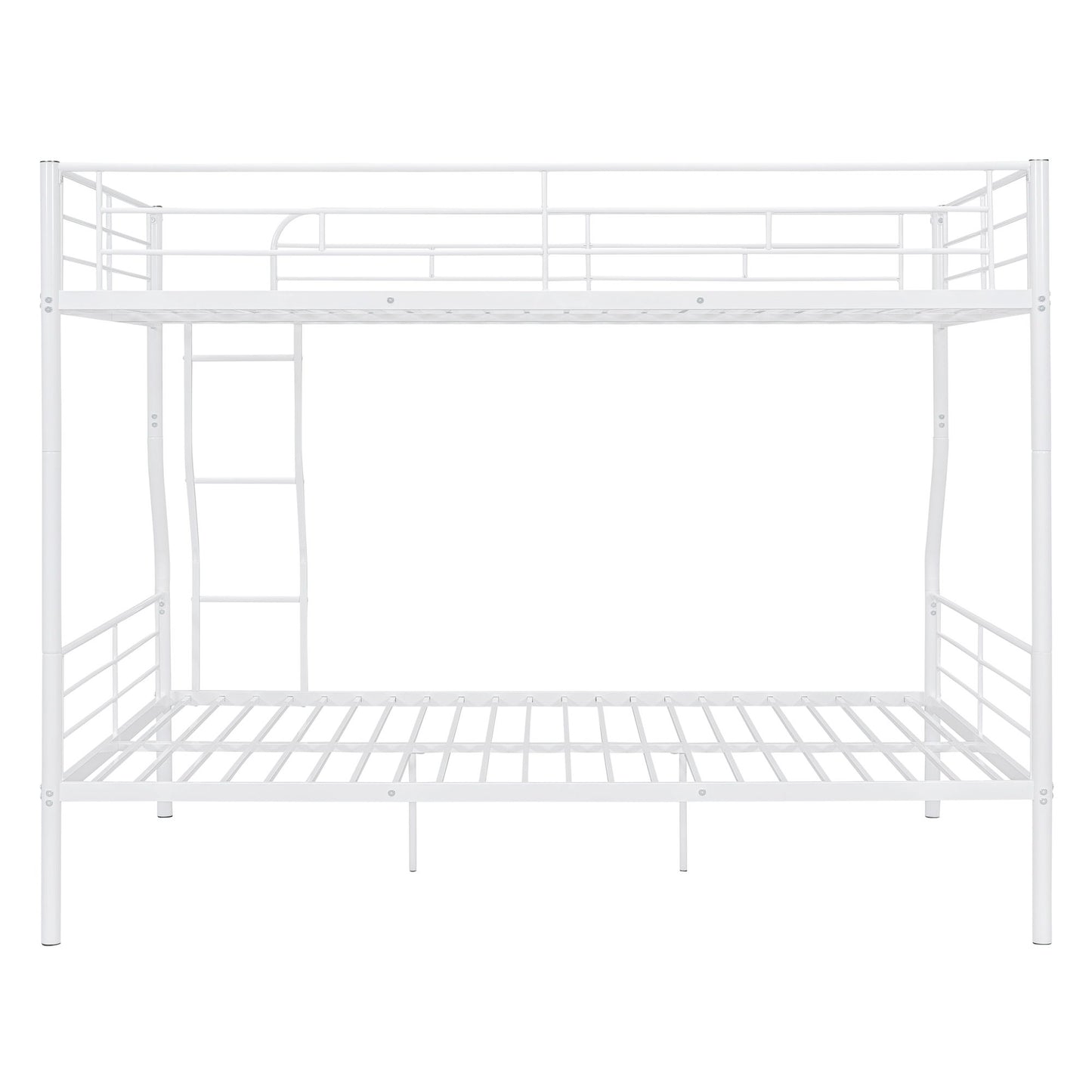 Full Long Over Queen Metal Bunk Bed - White