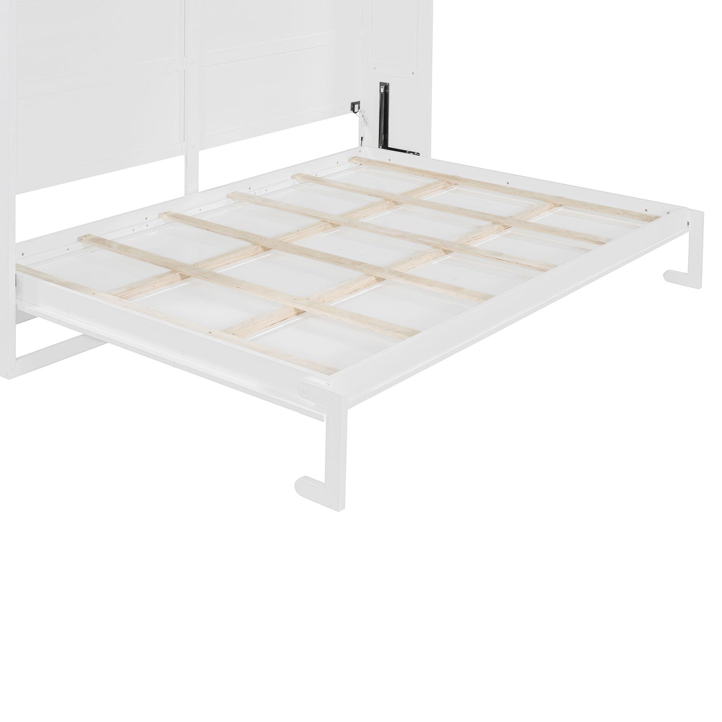 Queen Size Murphy Wall Bed Modern Design With LED Lights - White