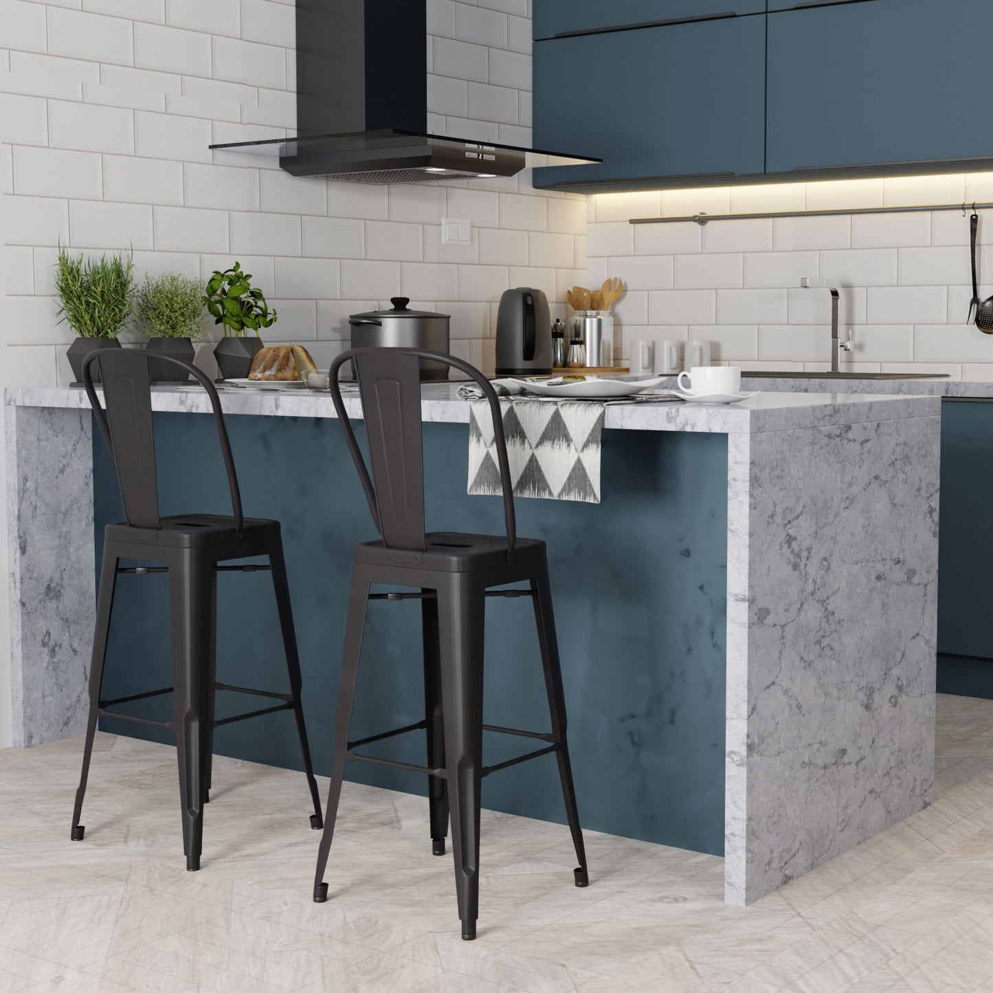 Fletcher - Metal Bar Stool (Set of 2) - Black