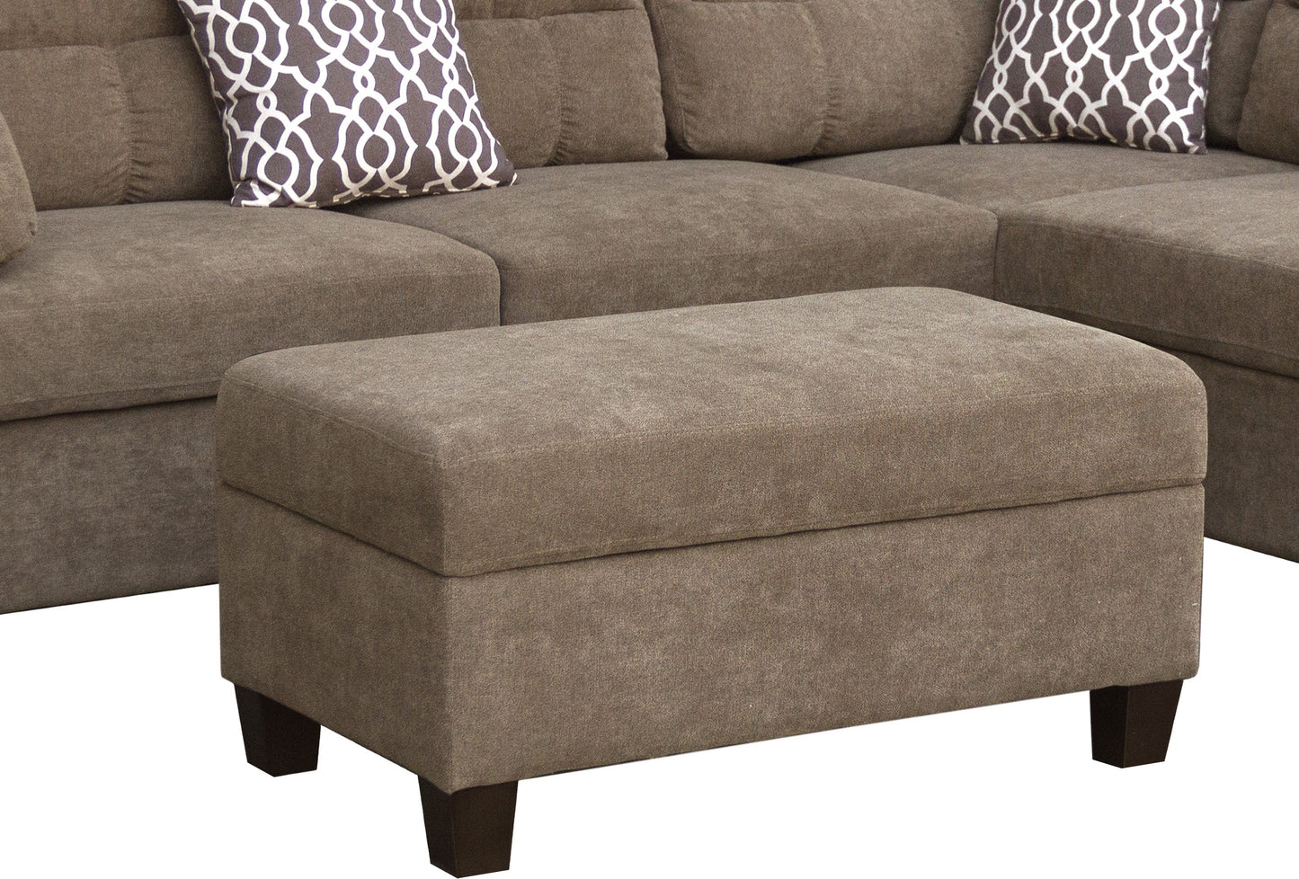 Diego - Sectional Sofa With Right Facing Chaise Storage Ottoman And 2 Accent Pillows - Brown