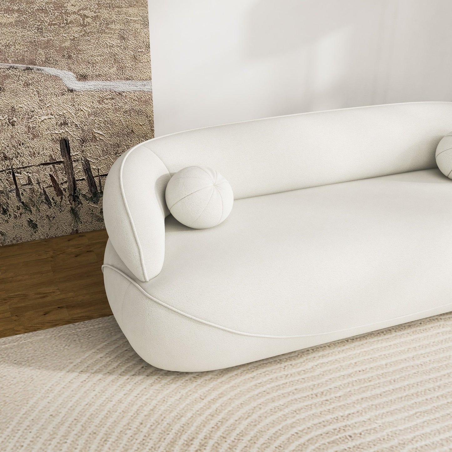 Andrew - Boucle Sofa - Beige / Ivory White / Light Beige / White