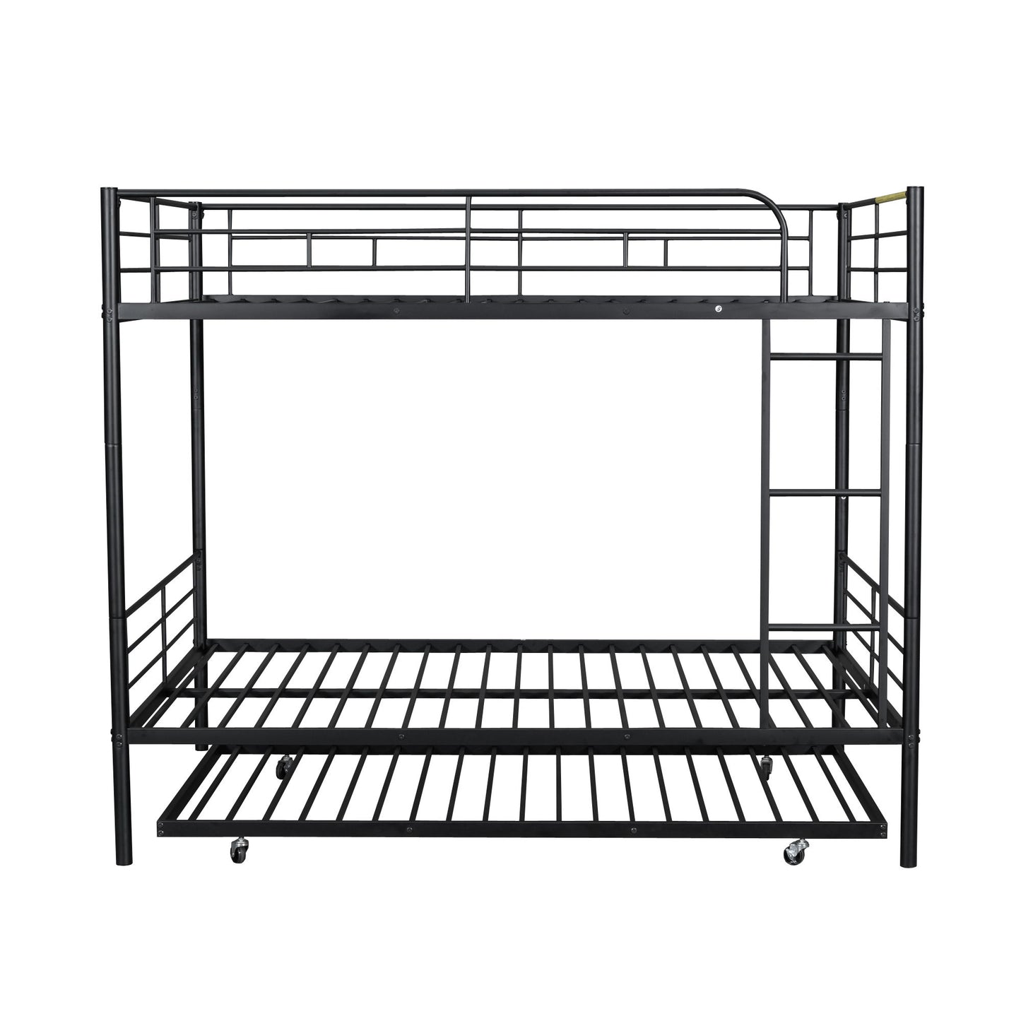 Full Over Full Metal Bunk Bed With Trundle - Black
