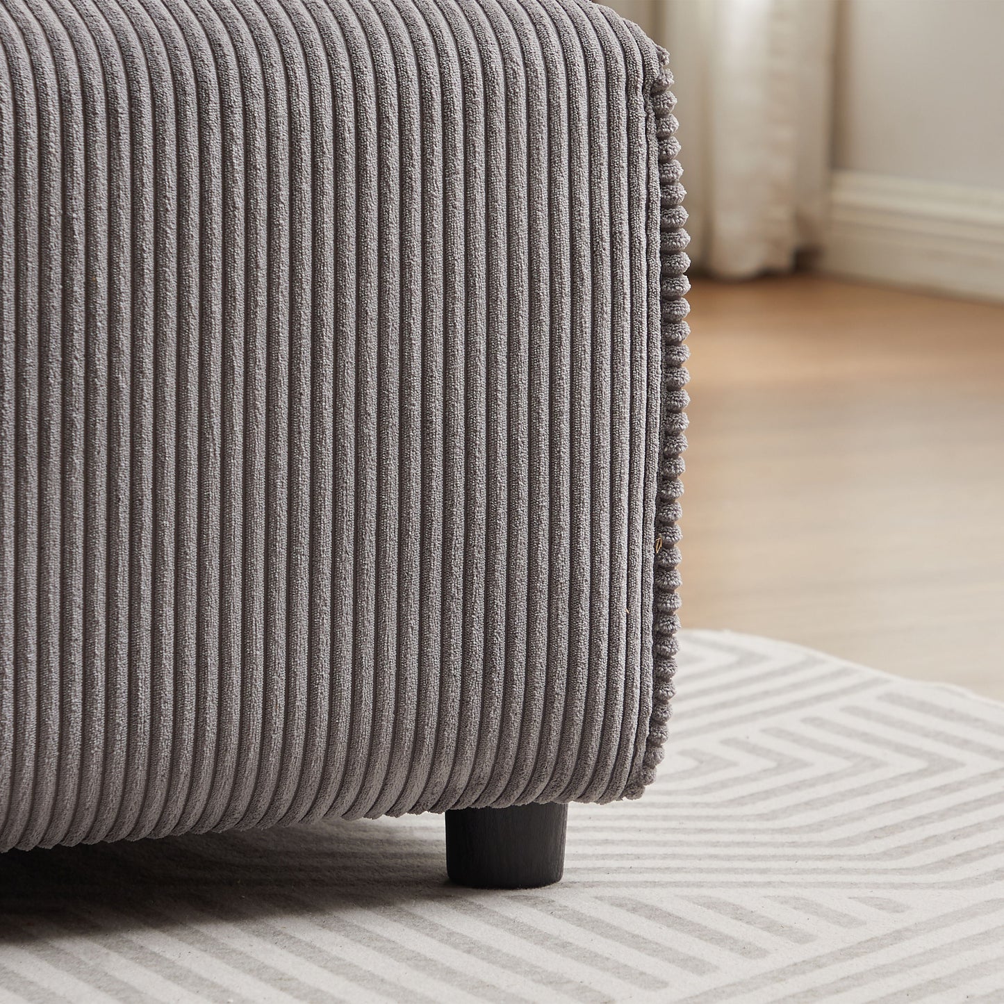 Multi Module Combination Style Sofa For Living Room And Other Lounge Spaces, Modern Minimalist Corduroy Combination Sofa With 2 Comfort Cushions With USB & C Charging Ports - Gray