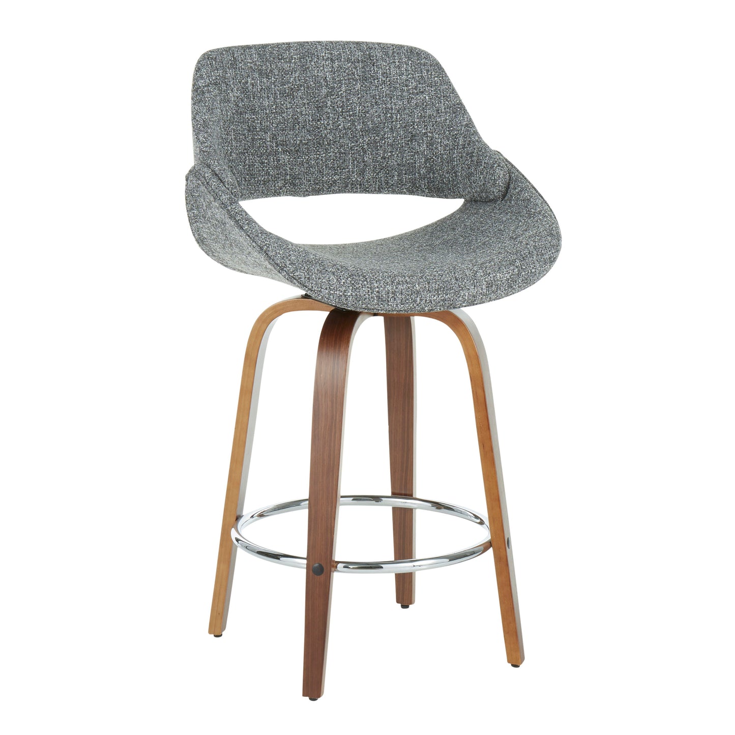 Fabrico - Mid-Century Modern Counter Stool (Set of 2) - Walnut / Gray