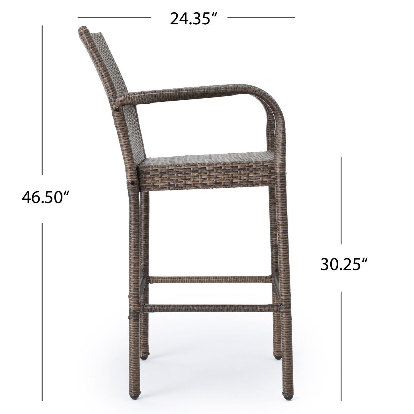 Outdoor Wicker Barstool With Faux Rattan And Iron Frame - Mix Mocha