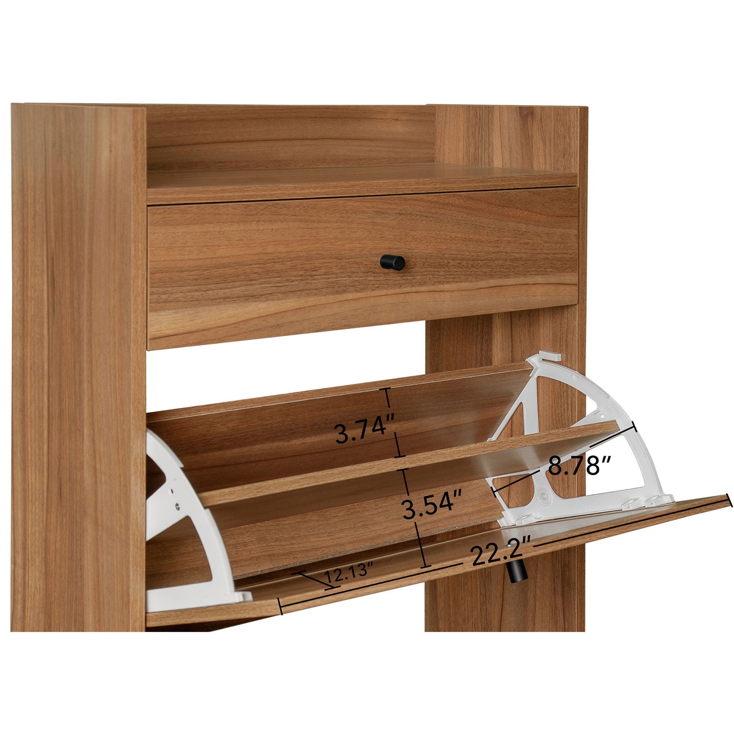 Allen - Rattan 2 Door 1 Drawer Cabinet Shoe Rack For Entrance, Double Layer - Walnut