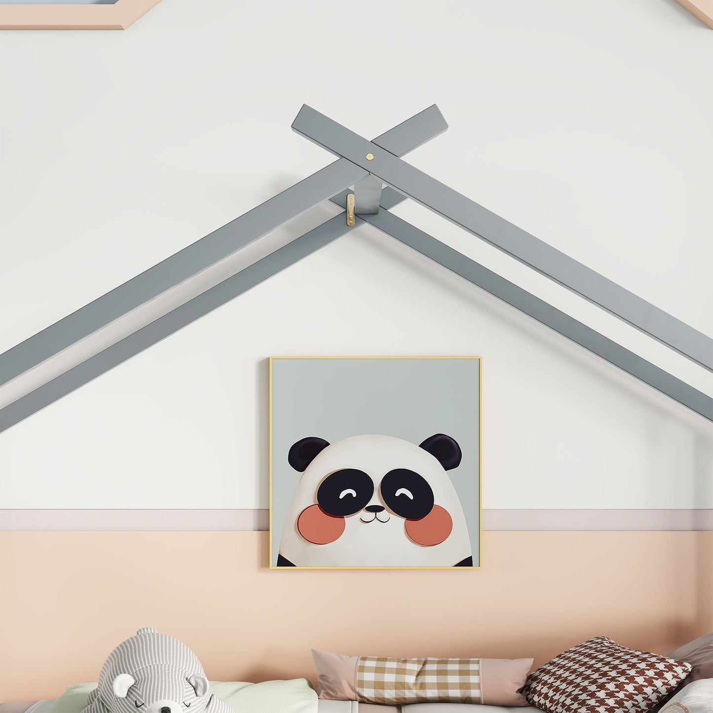 Twin Size House-Shaped Bed With Trundle - Gray