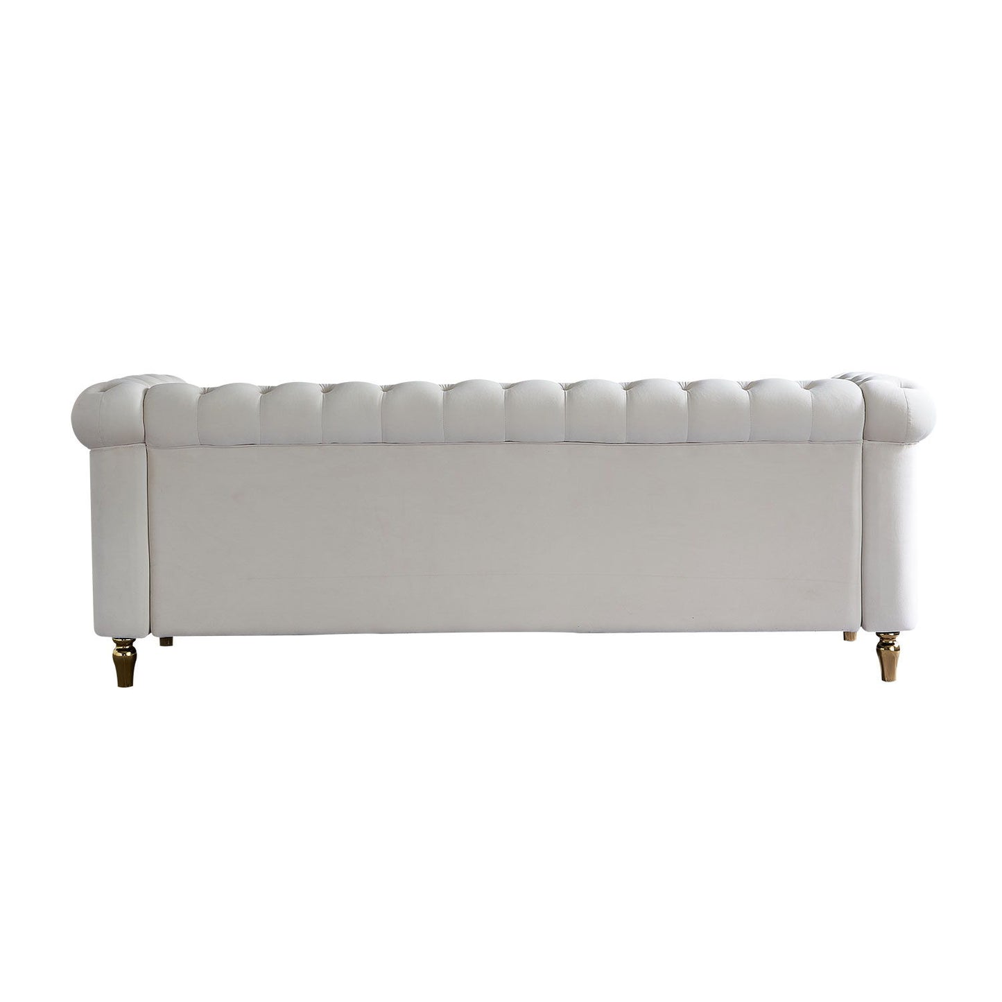 Chesterfield - Velvet Sofa 84.65" For Living Room - Beige