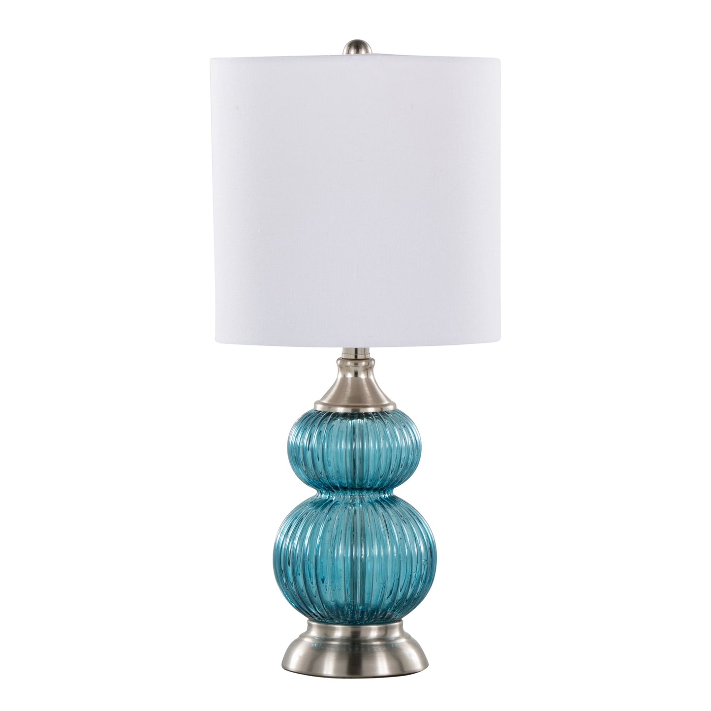 Belle - Contemporary Lamp (Set of 2) - Clear Sapphire Blue / Nickel / White