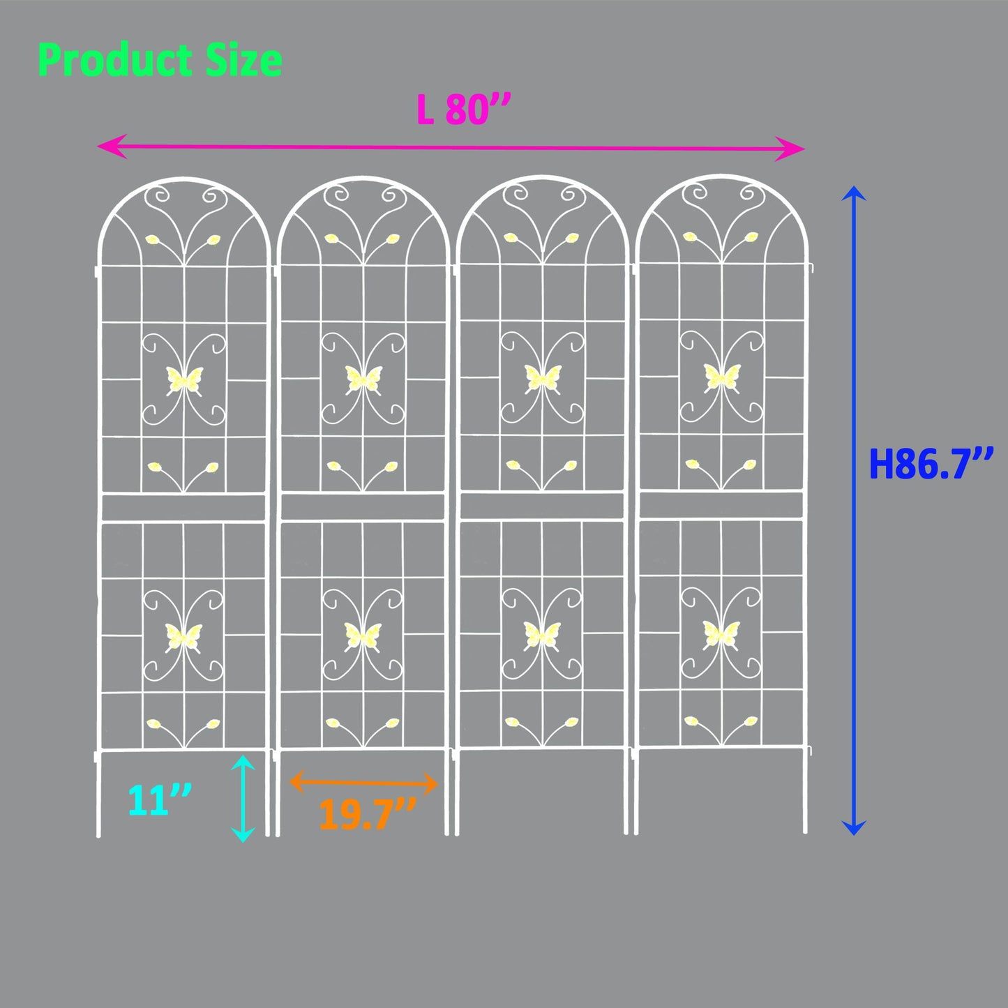 4 Pack Garden Metal Trellis Rustproof Trellis For Climbing Plants Outdoor Flower Support - Cream White