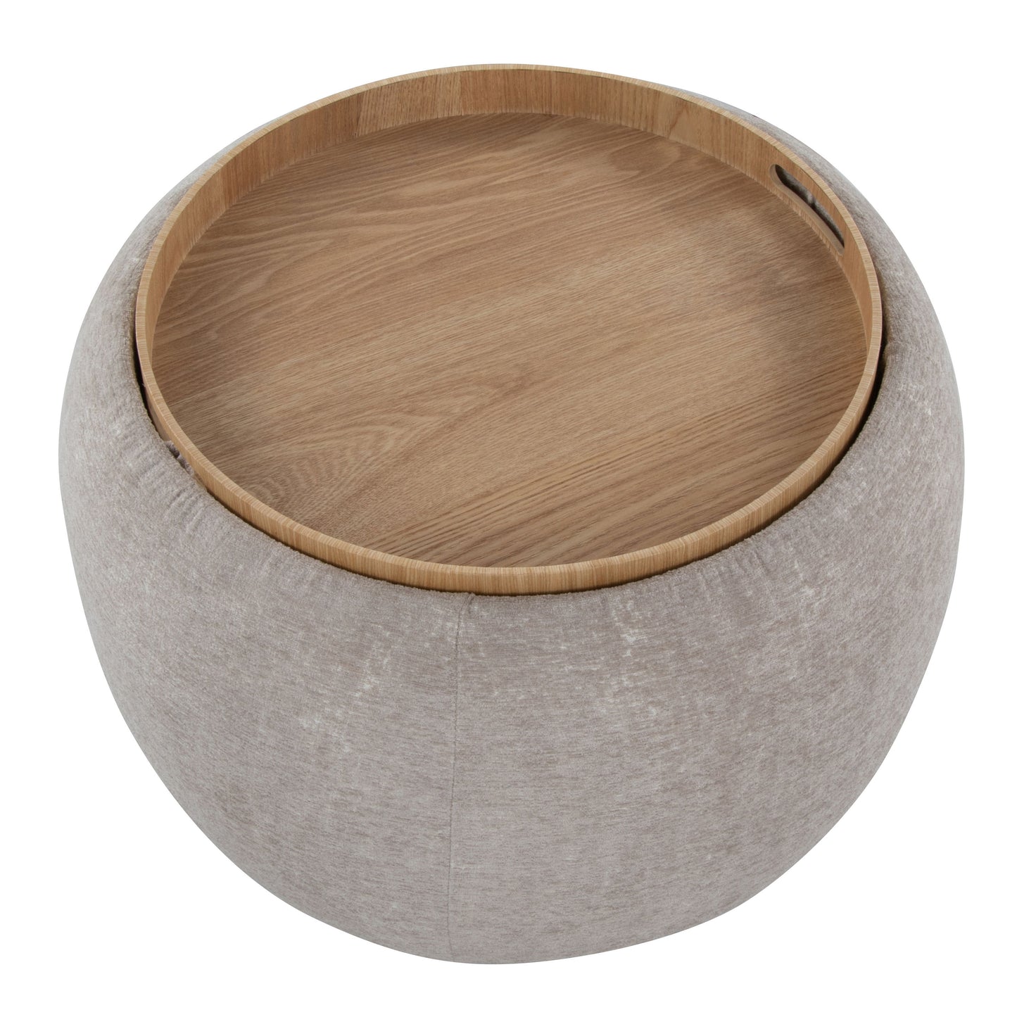 Tray - Pouf Contemporary Ottoman - Natural / Light Brown