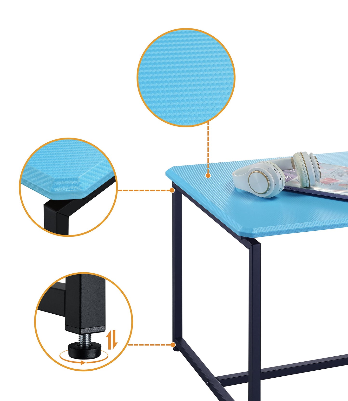 GT - 3 Piece Carbon Fiber Wrap Coffee Table And End Table (Set of 3) - Blue