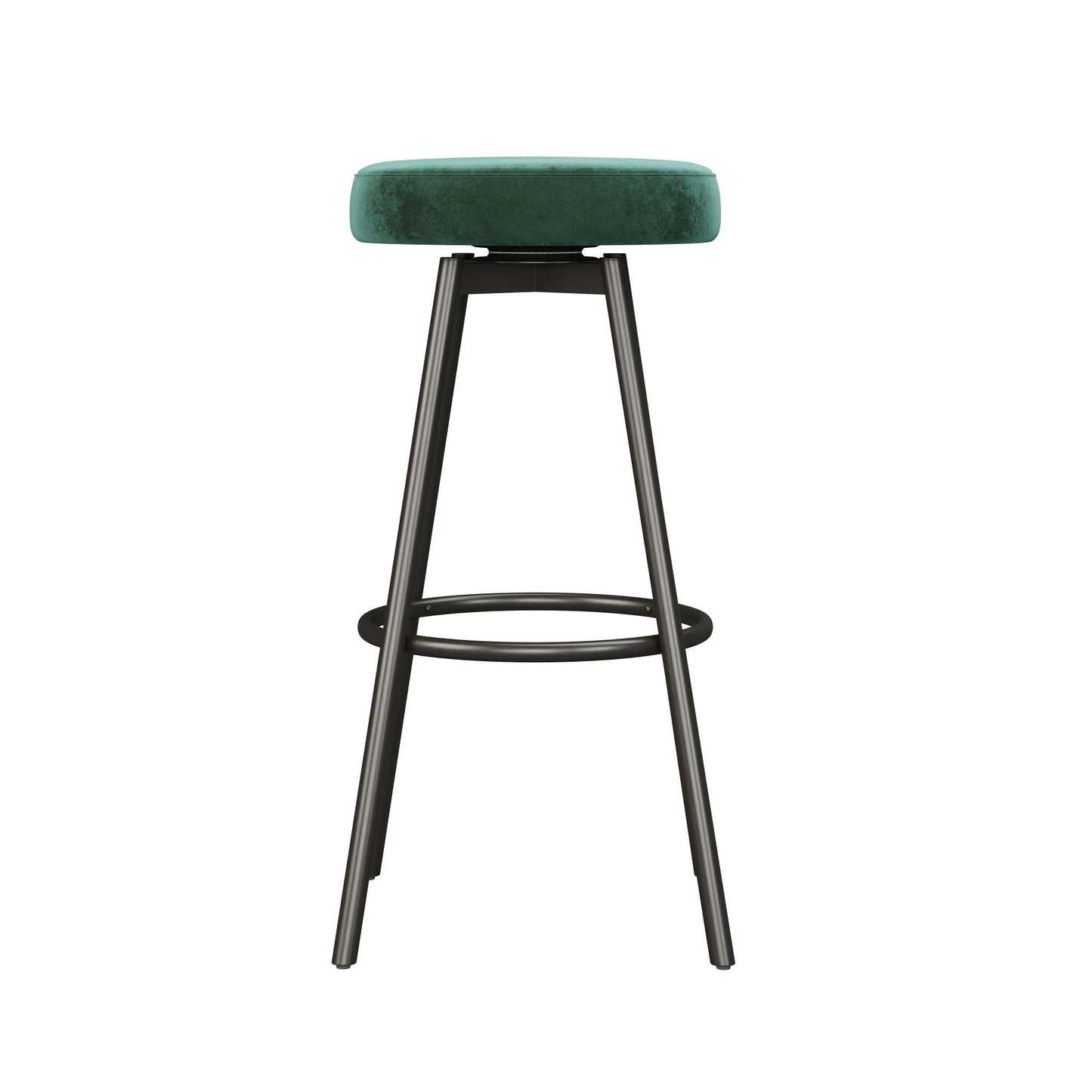 Modern Glam Upholstered Faux Velvet Bar Stool - Emerald