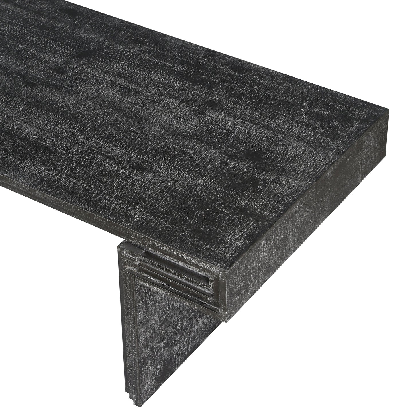 American Vintage Industrial Coffee Table, Premium Reclaimed Wood Texture, Double Tier Structure - Antique Black