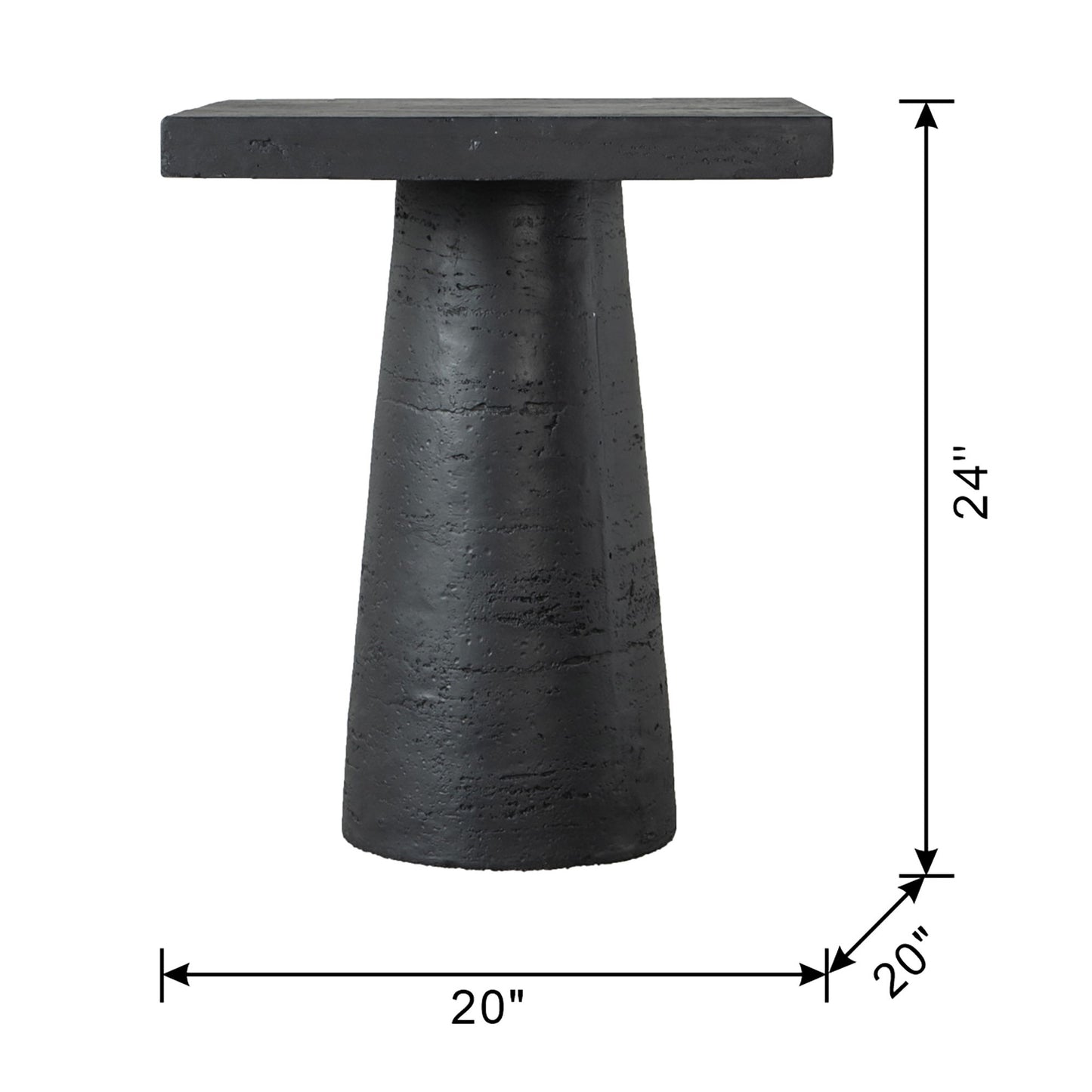 Square Side Table With Pedestal Base - Black