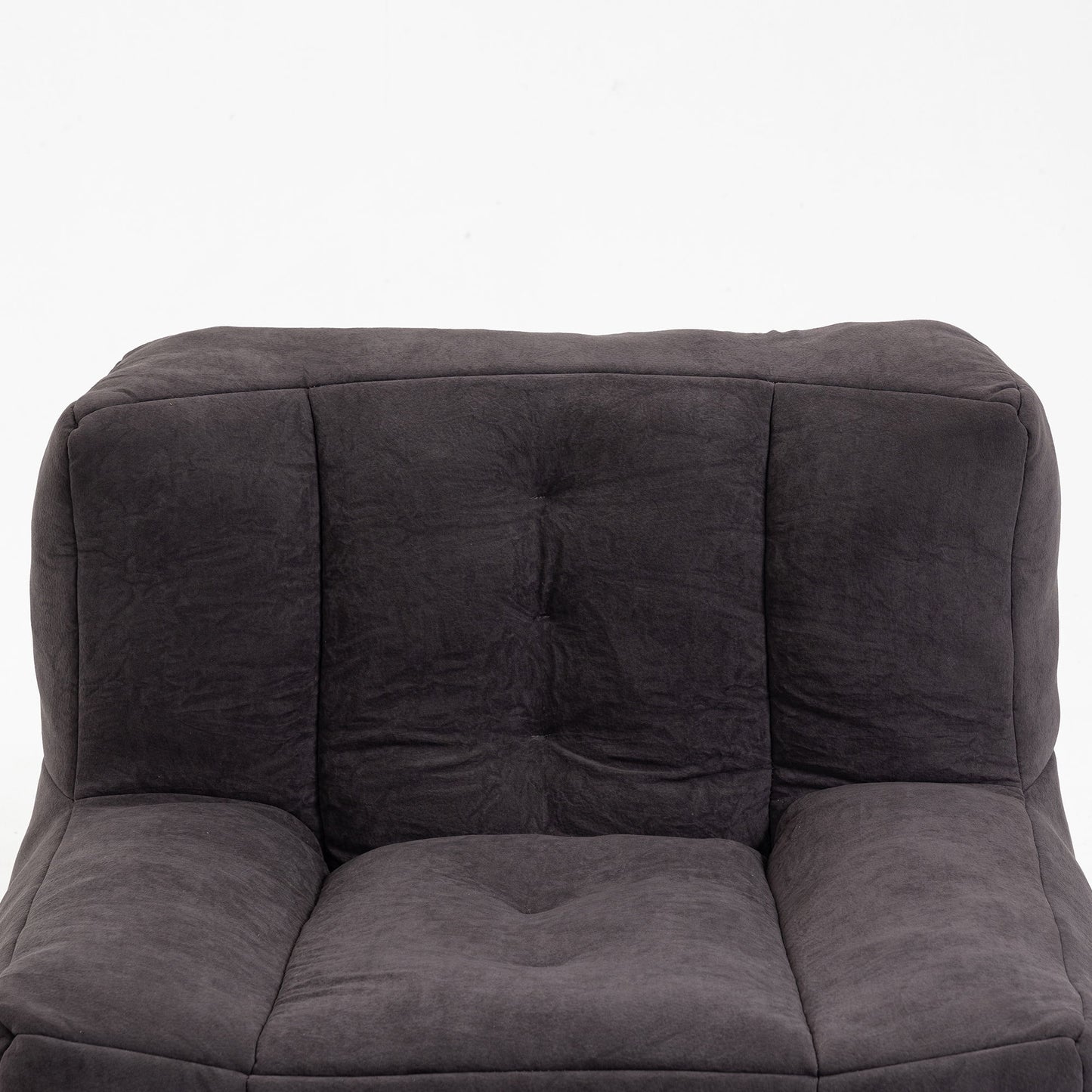 Fluffy Bean Bag Chair, Comfortable Bean Bag For Adults And Children, Super Soft Lazy Sofa Chair With Memory Foam And Ottoman, Indoor Modern Focus Bean Bag Chair For Living Room, Bedroom, Apartment - Black