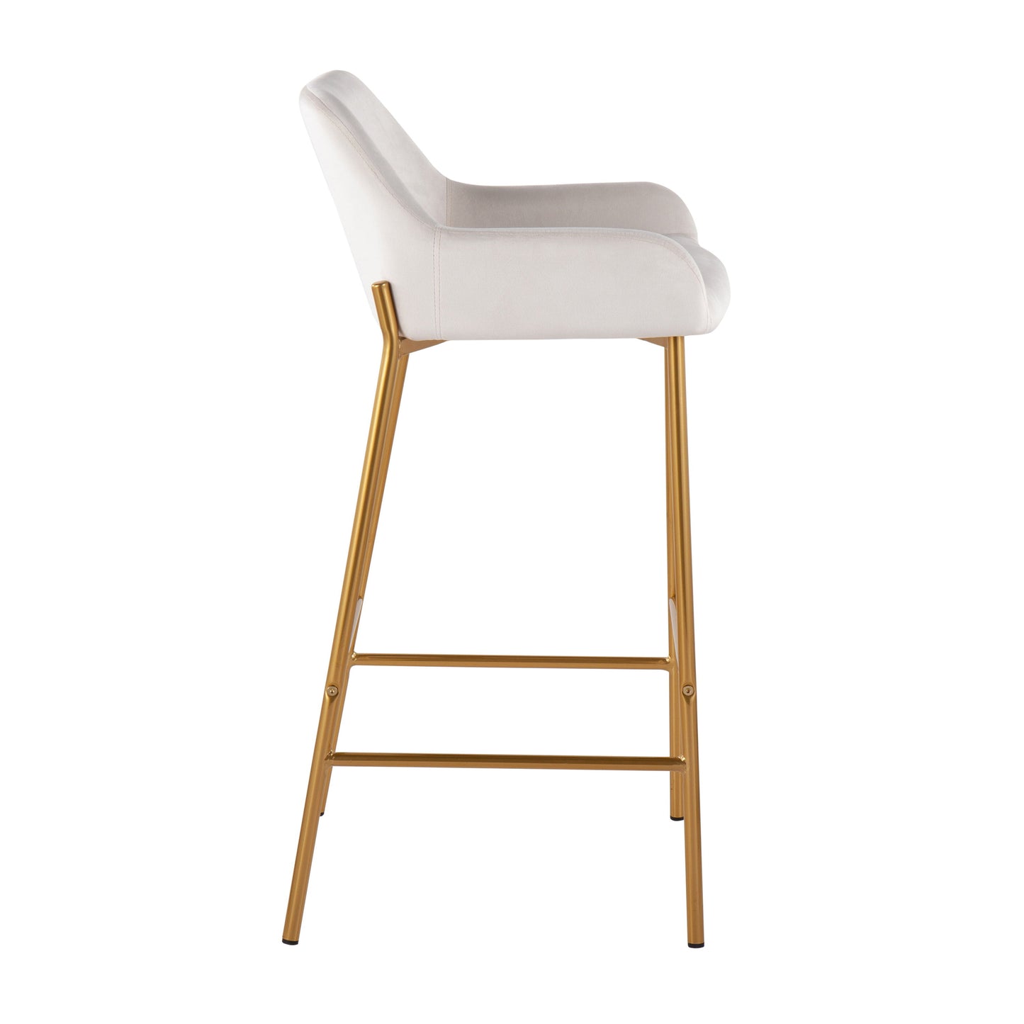 Daniella - Contemporary / Glam Fixed Height Bar Stool (Set of 2) - Gold / White