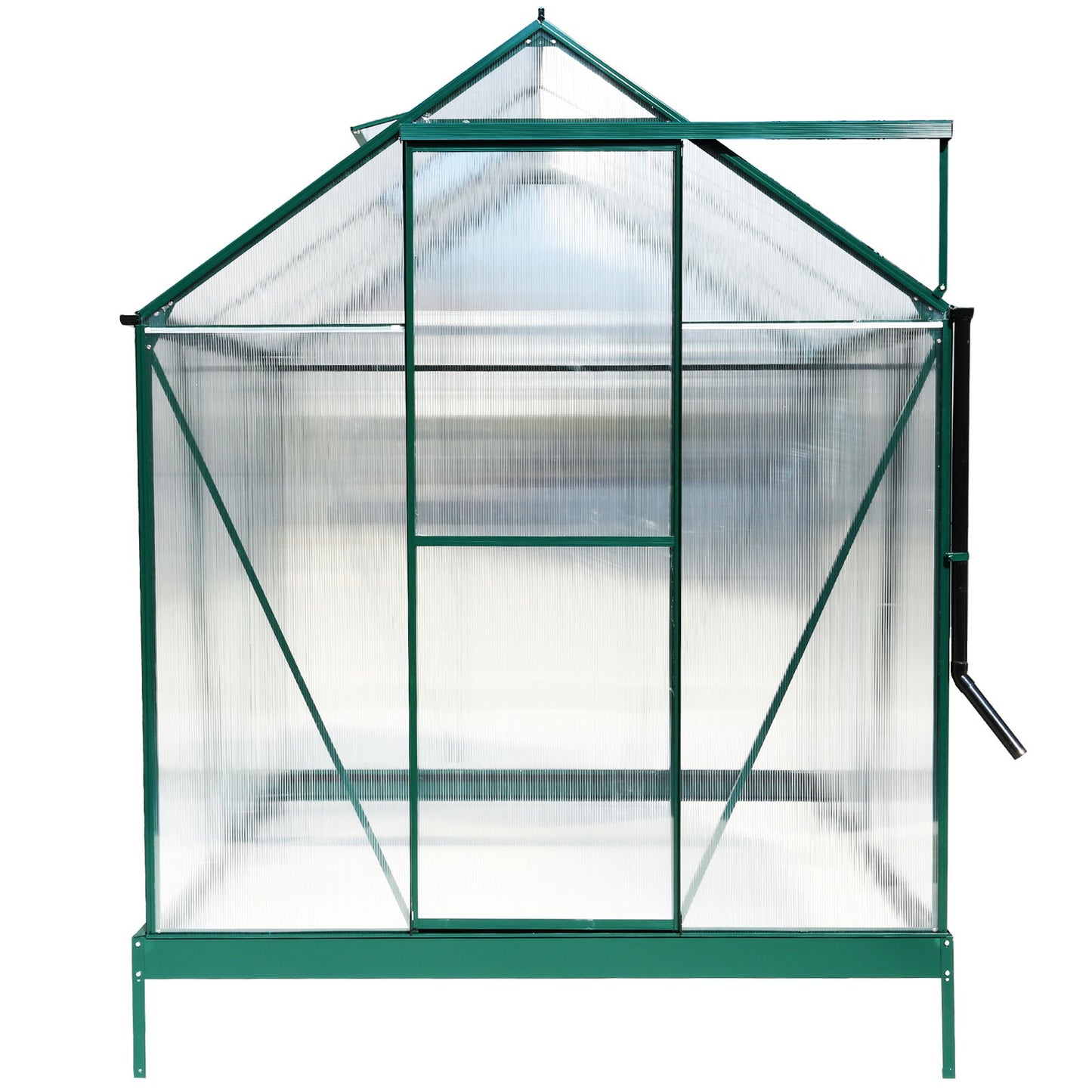 6.3'x6.2'x7' Polycarbonate Greenhouse, Heavy Duty Outdoor Aluminum Walk-In Green House Kit With Rain Gutter, Vent And Door For Backyard Garden - Green