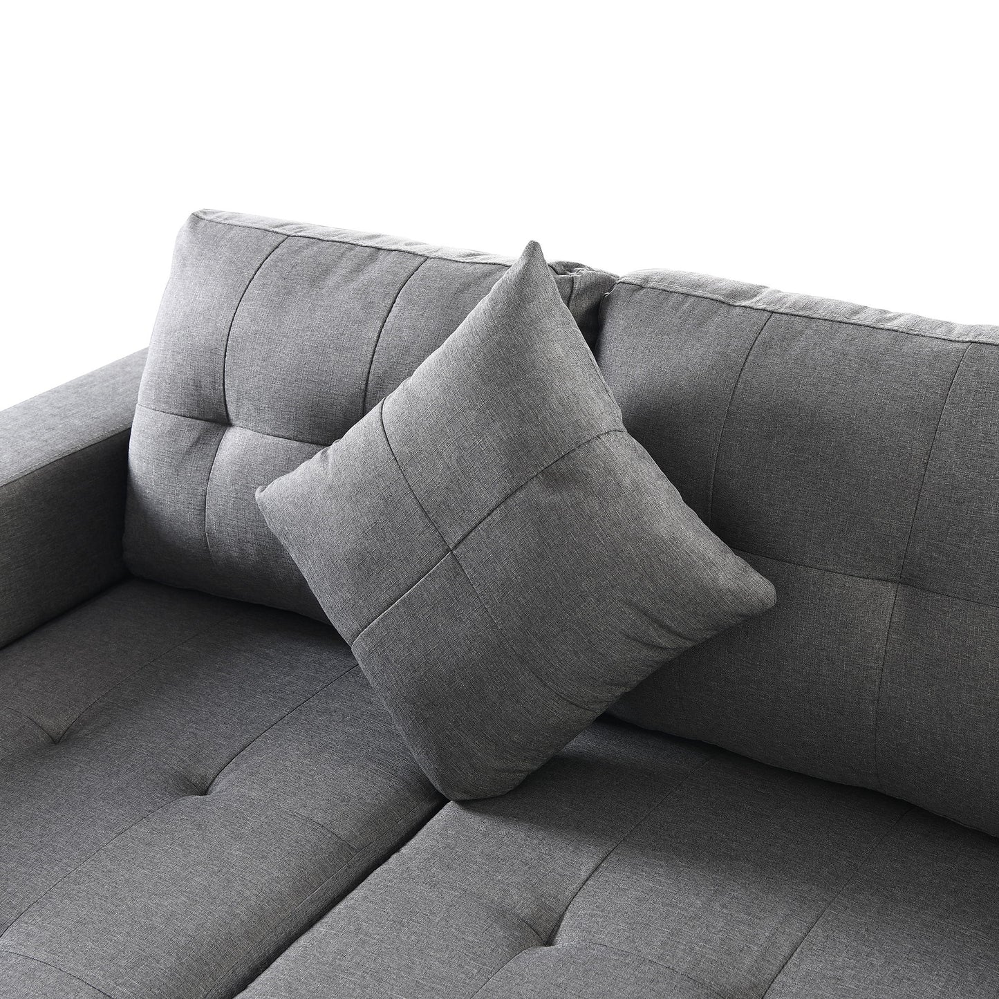 Sectional Sofa Set For Living Room With L Shape Chaise Lounge, Cup Holder And Left Or Right Hand Chaise Modern 4 Seat - Gray