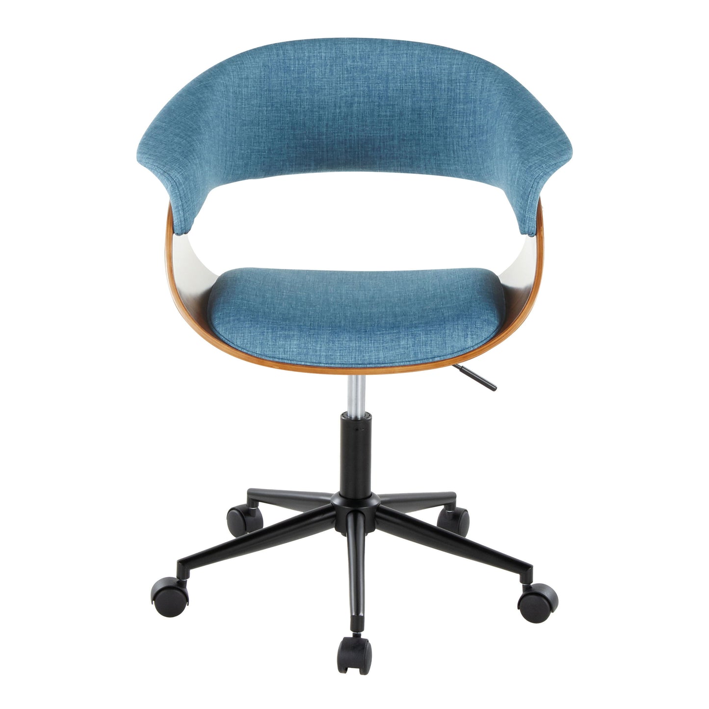 Vintage Mod - Mid-Century Modern Office Chair - Black / Walnut / Blue