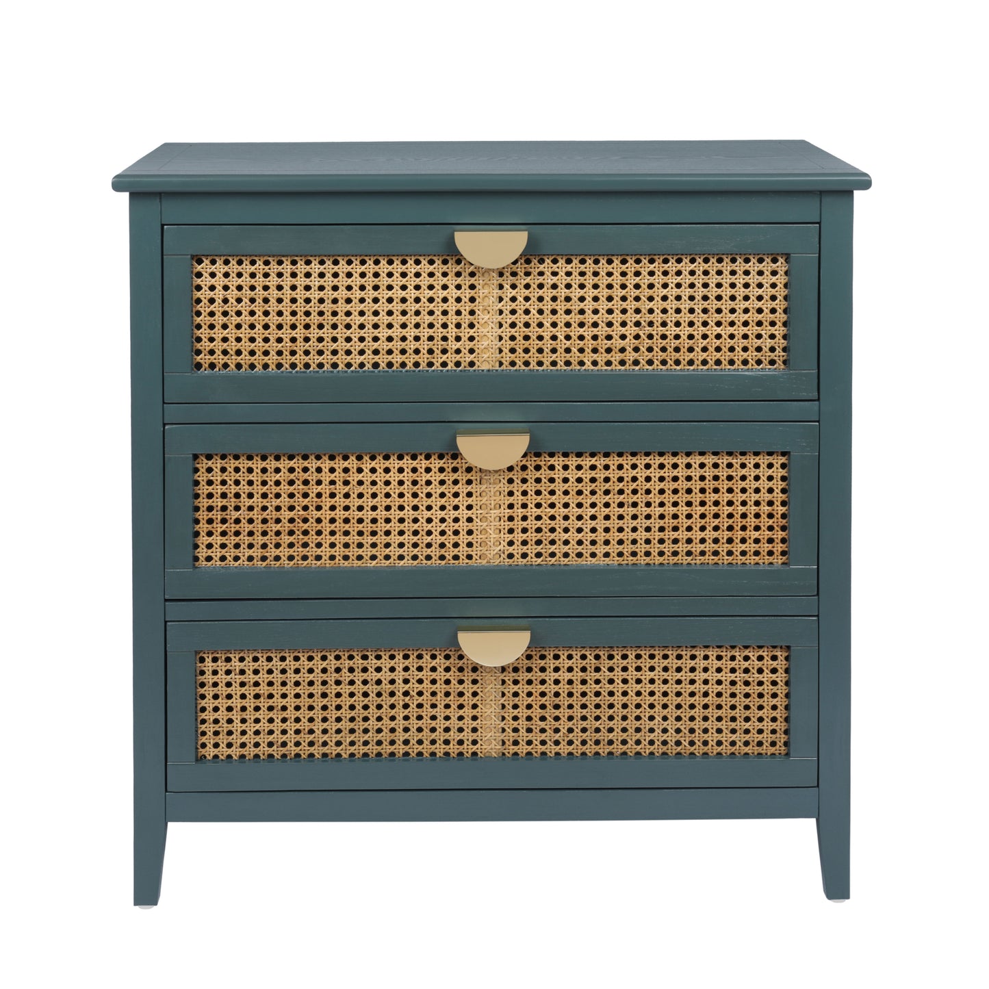3 Drawer Cabinet - Natural Rattan, Suitable For Bedroom - Green