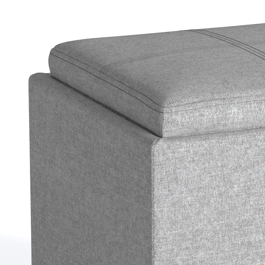 Rockwood - Cube Storage Ottoman With Tray - Cloud Gray